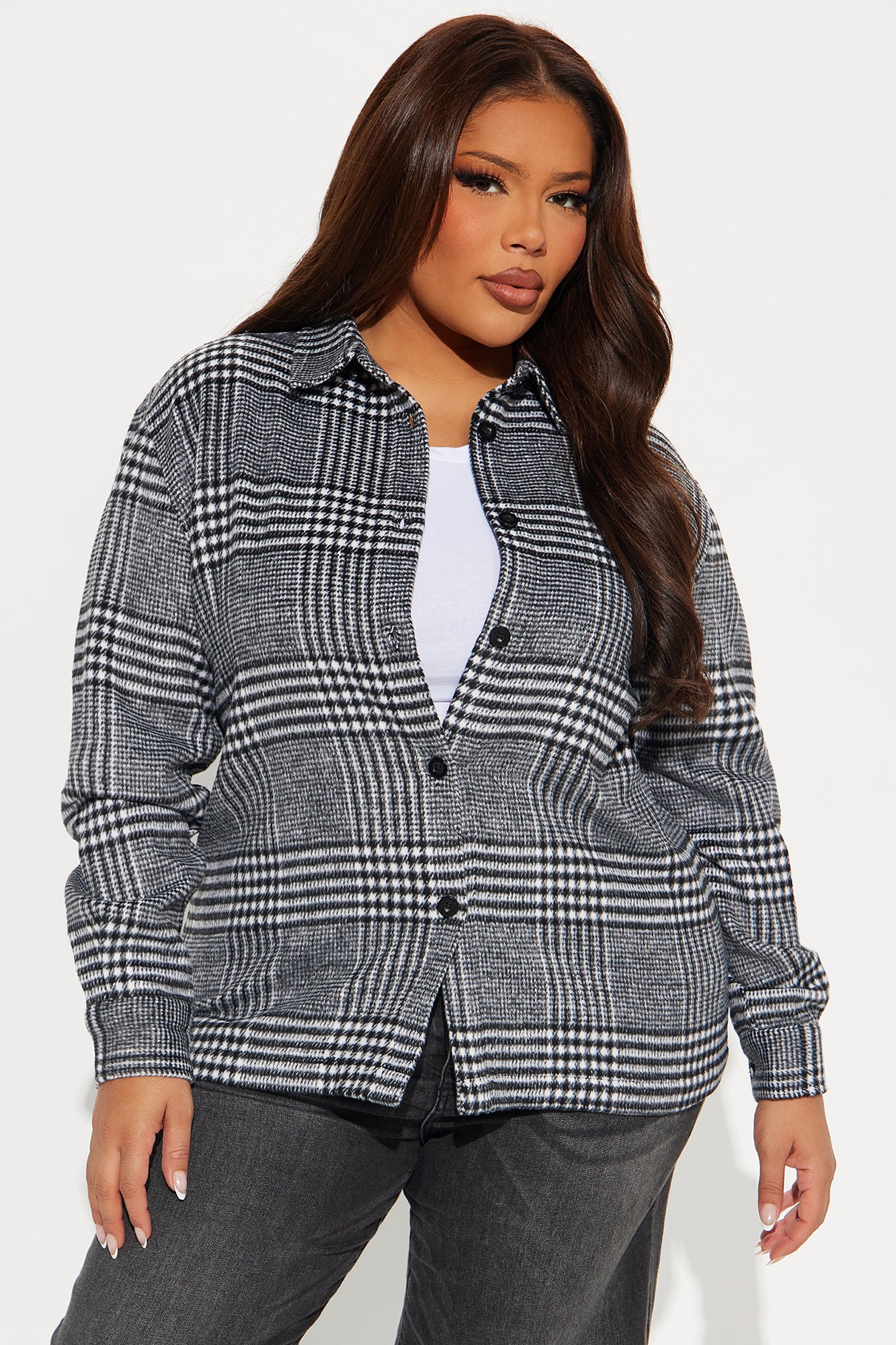 Forever Mine Plaid Shirt Jacket - Black/combo - Image 7