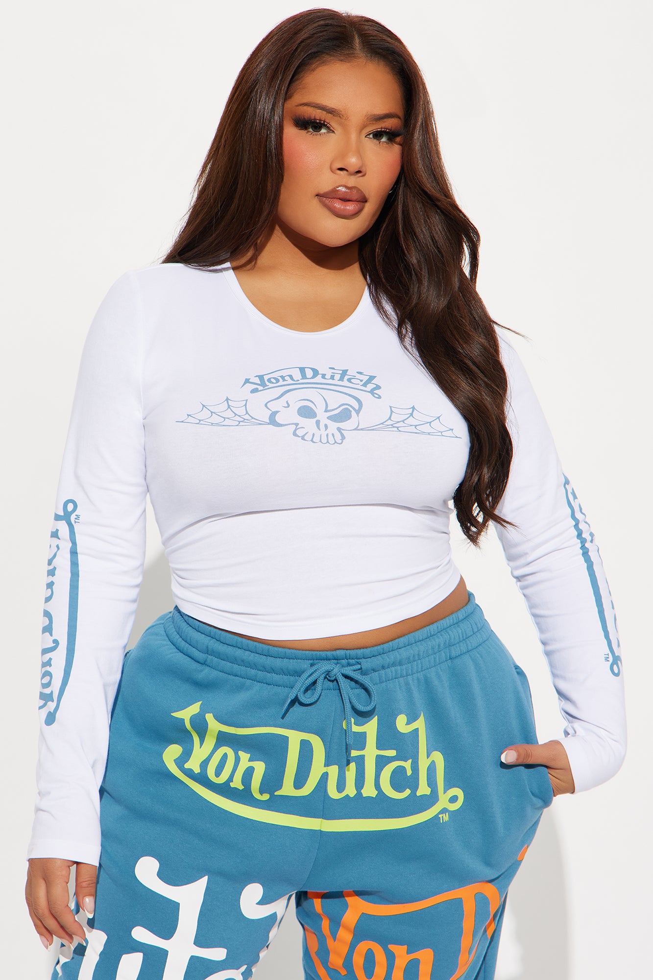 Von Dutch Skull Long Sleeve Top - White/combo - Image 4