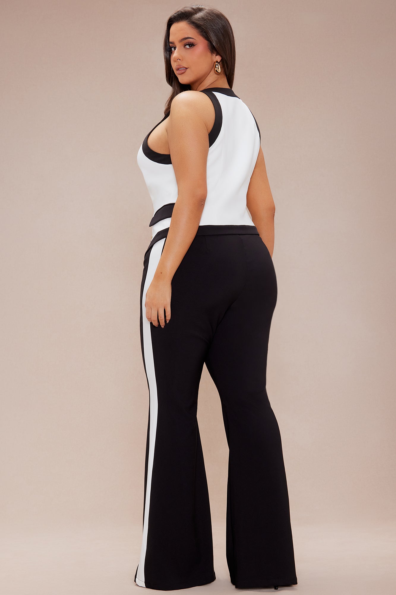 Write My Own Checks Flare Trouser Pant Set - Black/White - Image 8