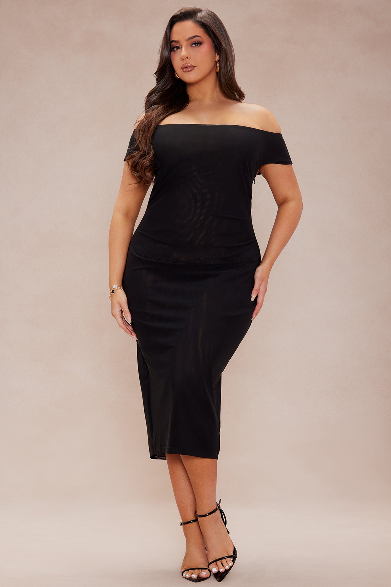 Main Event Mesh Midi Dress - Black - Image 5