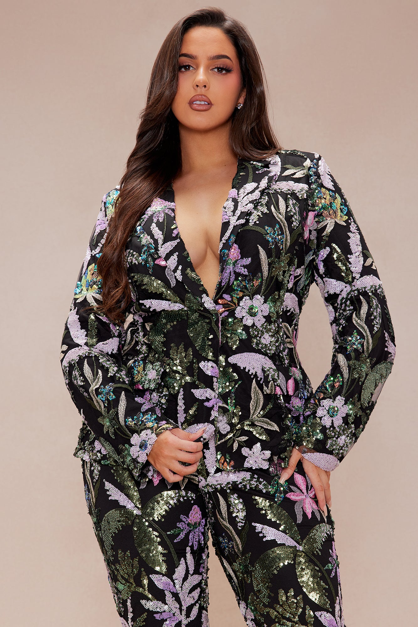 Eliza Sequin Embroidered Blazer - Black/combo - Image 5