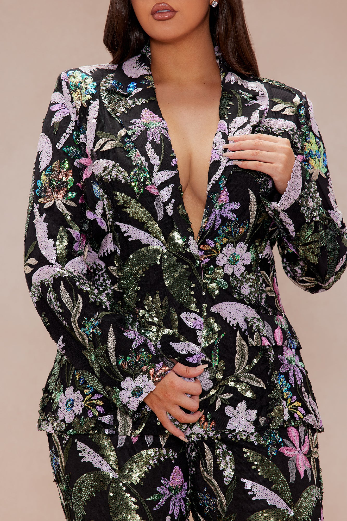 Eliza Sequin Embroidered Blazer - Black/combo - Image 7