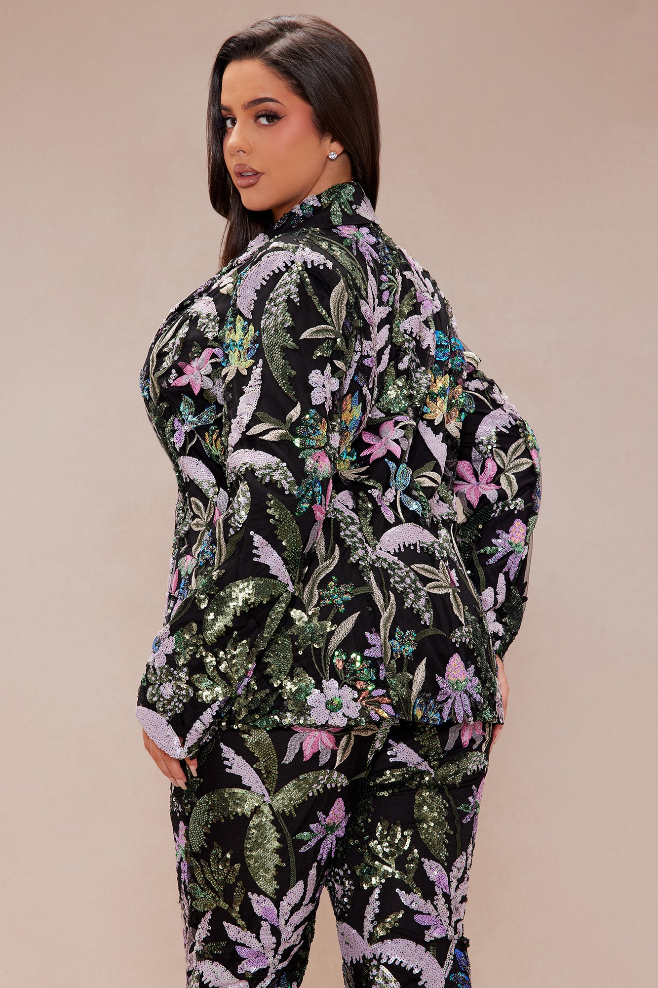 Eliza Sequin Embroidered Blazer - Black/combo - Image 8
