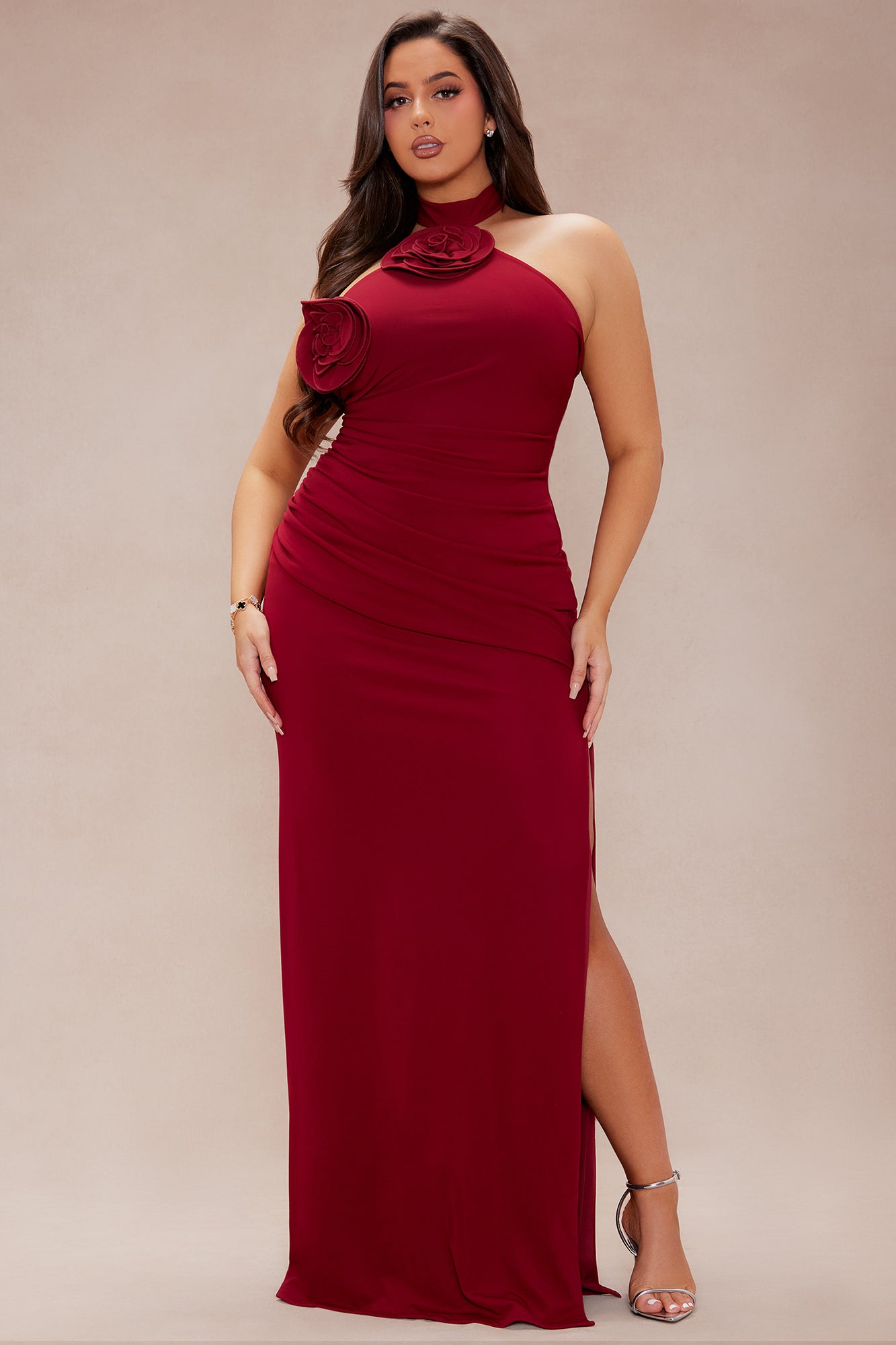 Fariah Floral Maxi Dress - Burgundy - Image 5