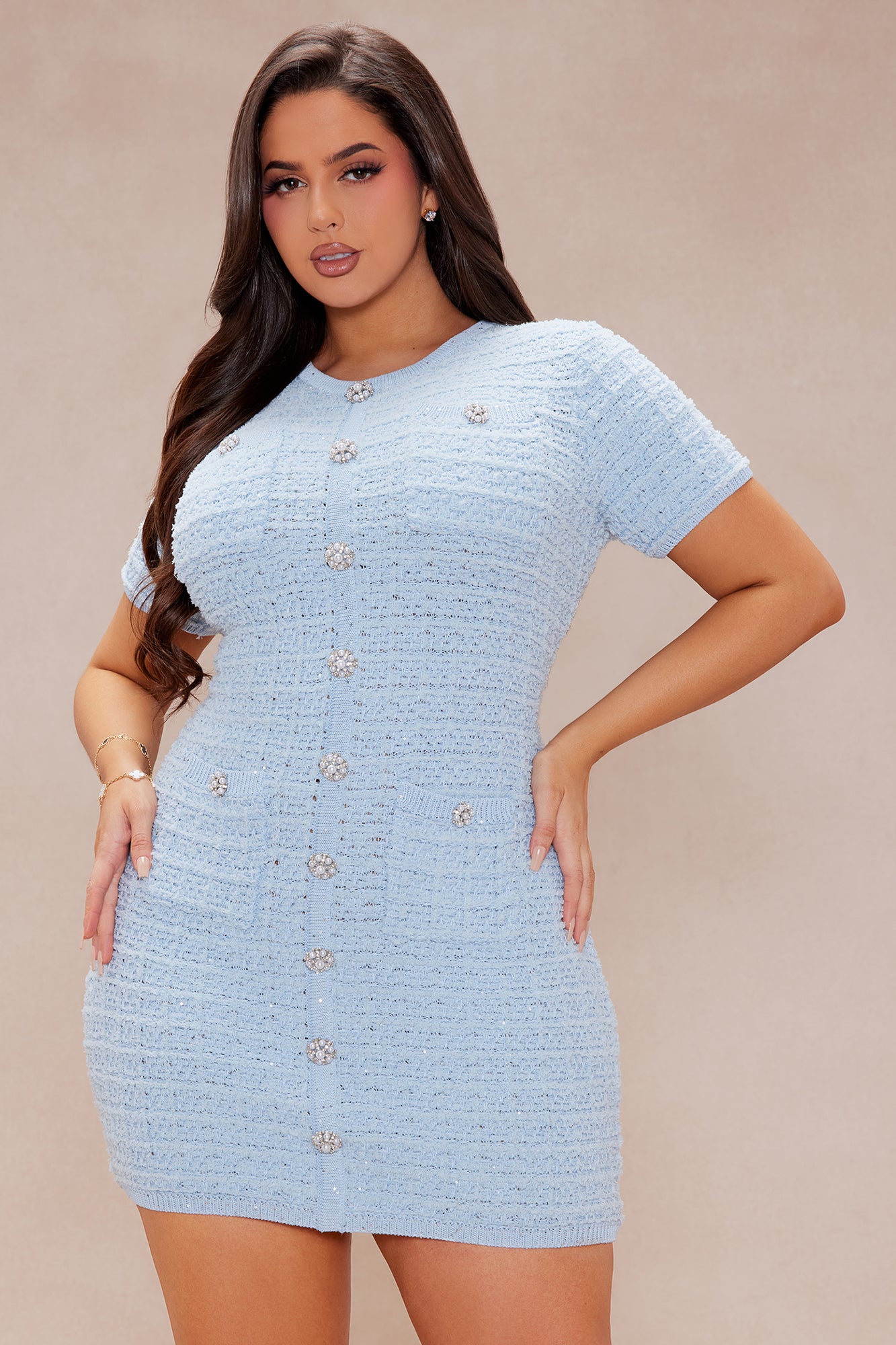 Sadie Sweater Mini Dress - Blue - Image 8