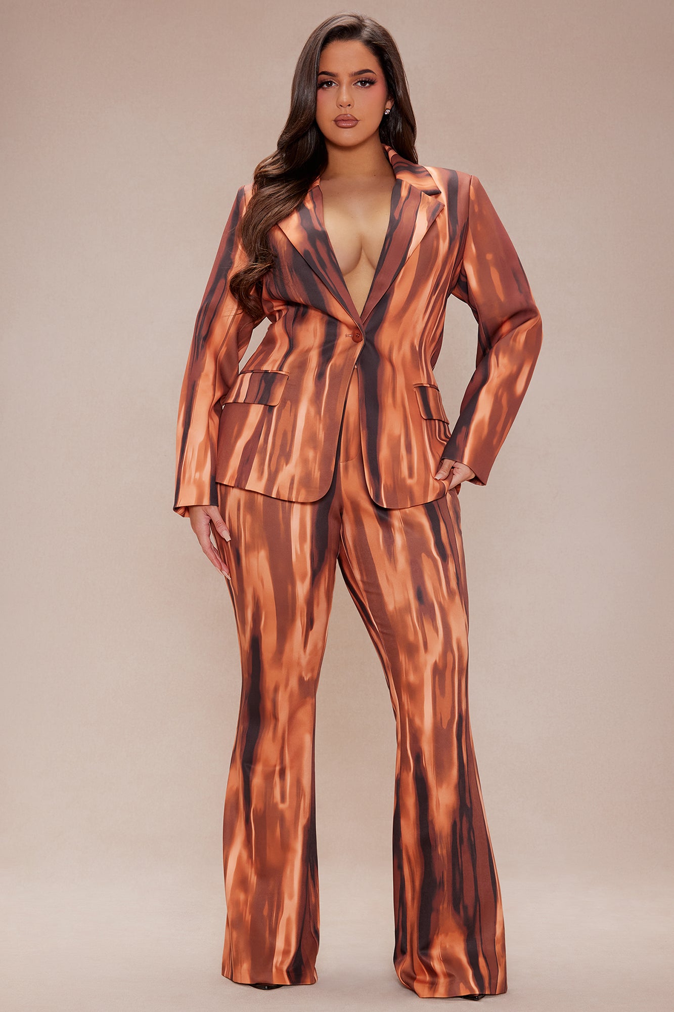 Amina Abstract Suit Set - Brown/combo - Image 5
