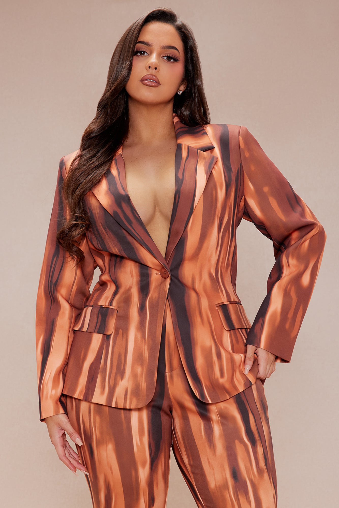 Amina Abstract Suit Set - Brown/combo - Image 6