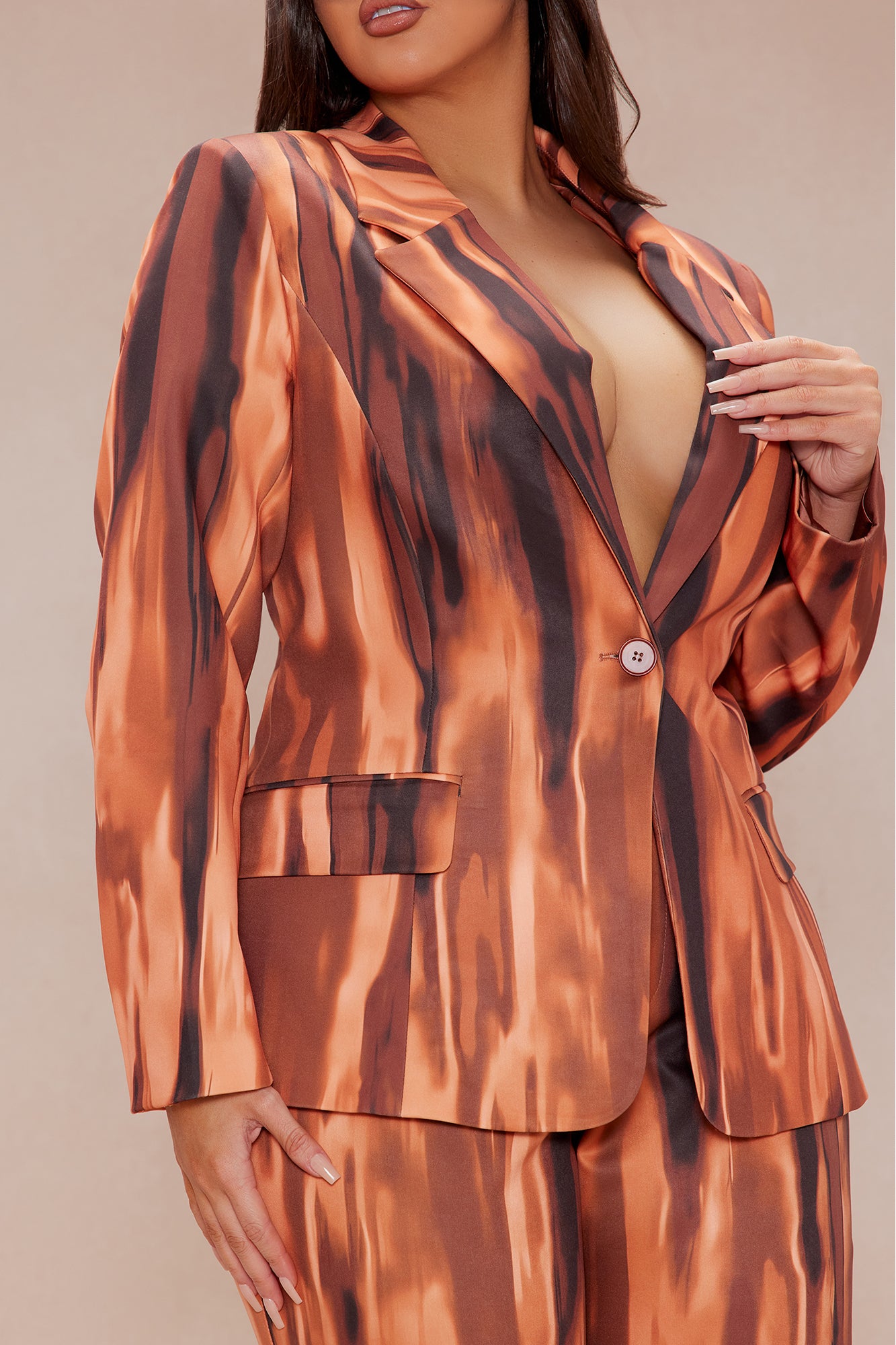 Amina Abstract Suit Set - Brown/combo - Image 7