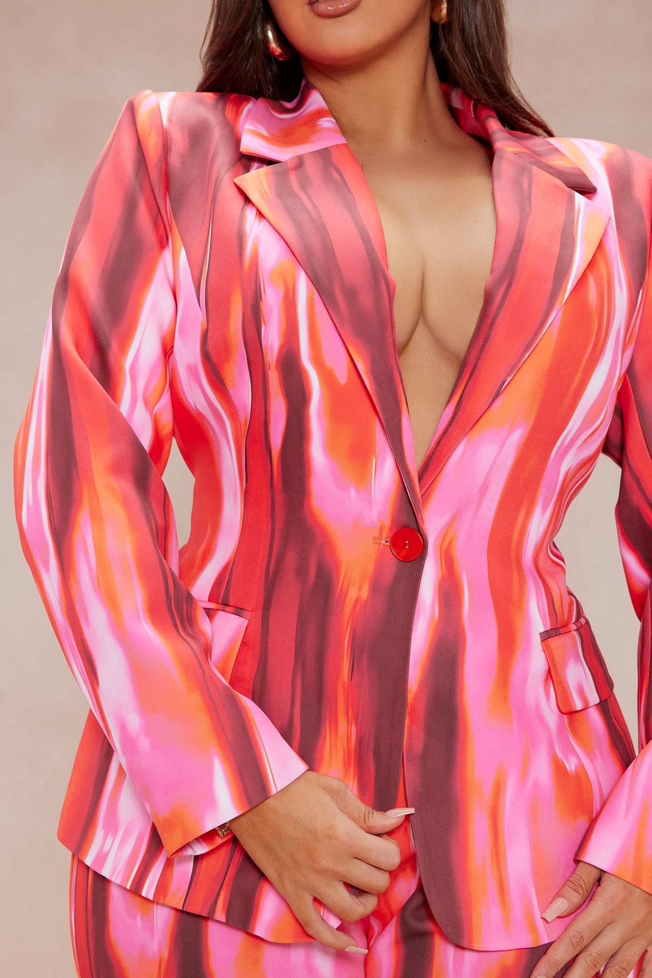 Amina Abstract Suit Set - Pink/combo - Image 7