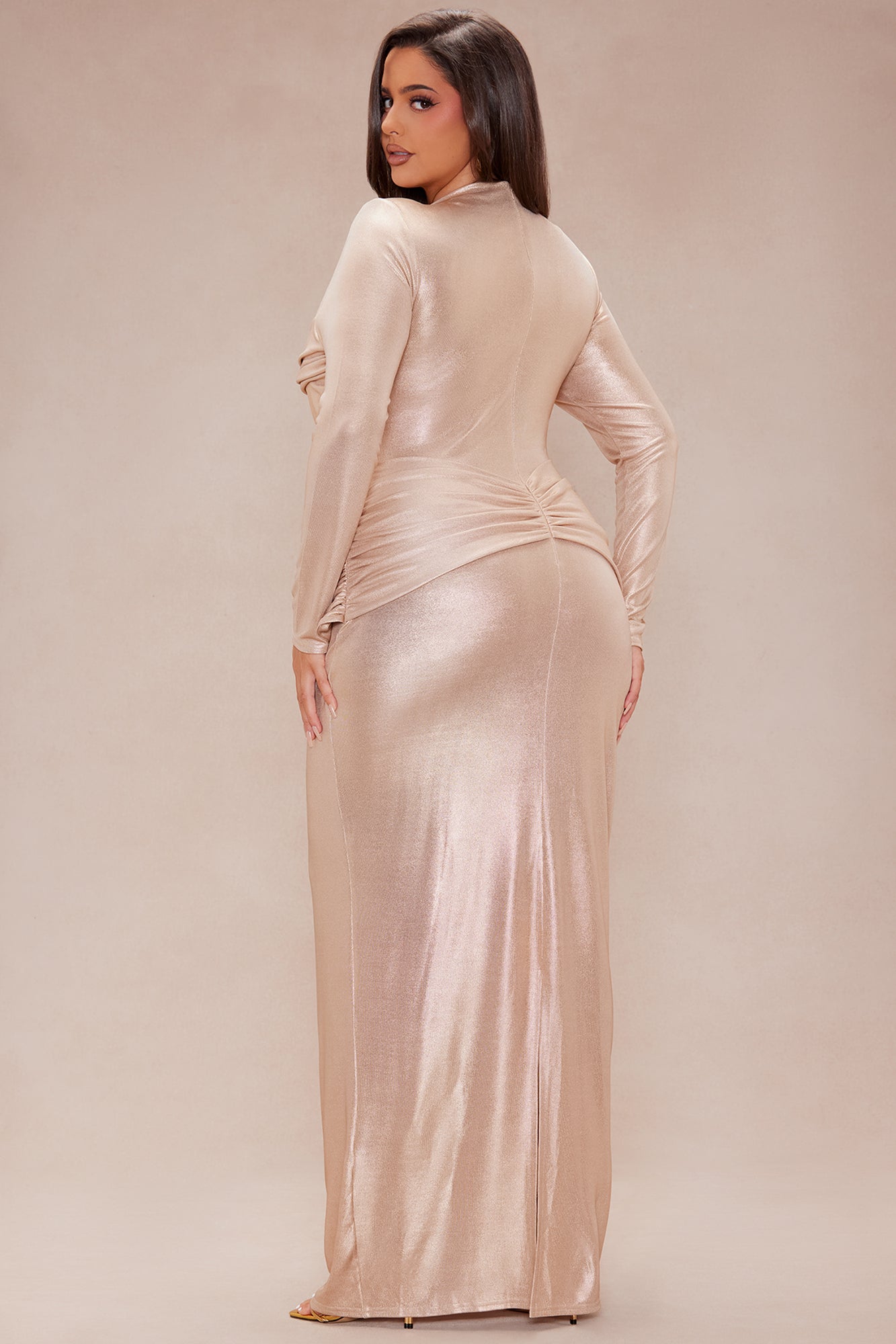 Athens Metallic Maxi Dress - Gold - Image 9