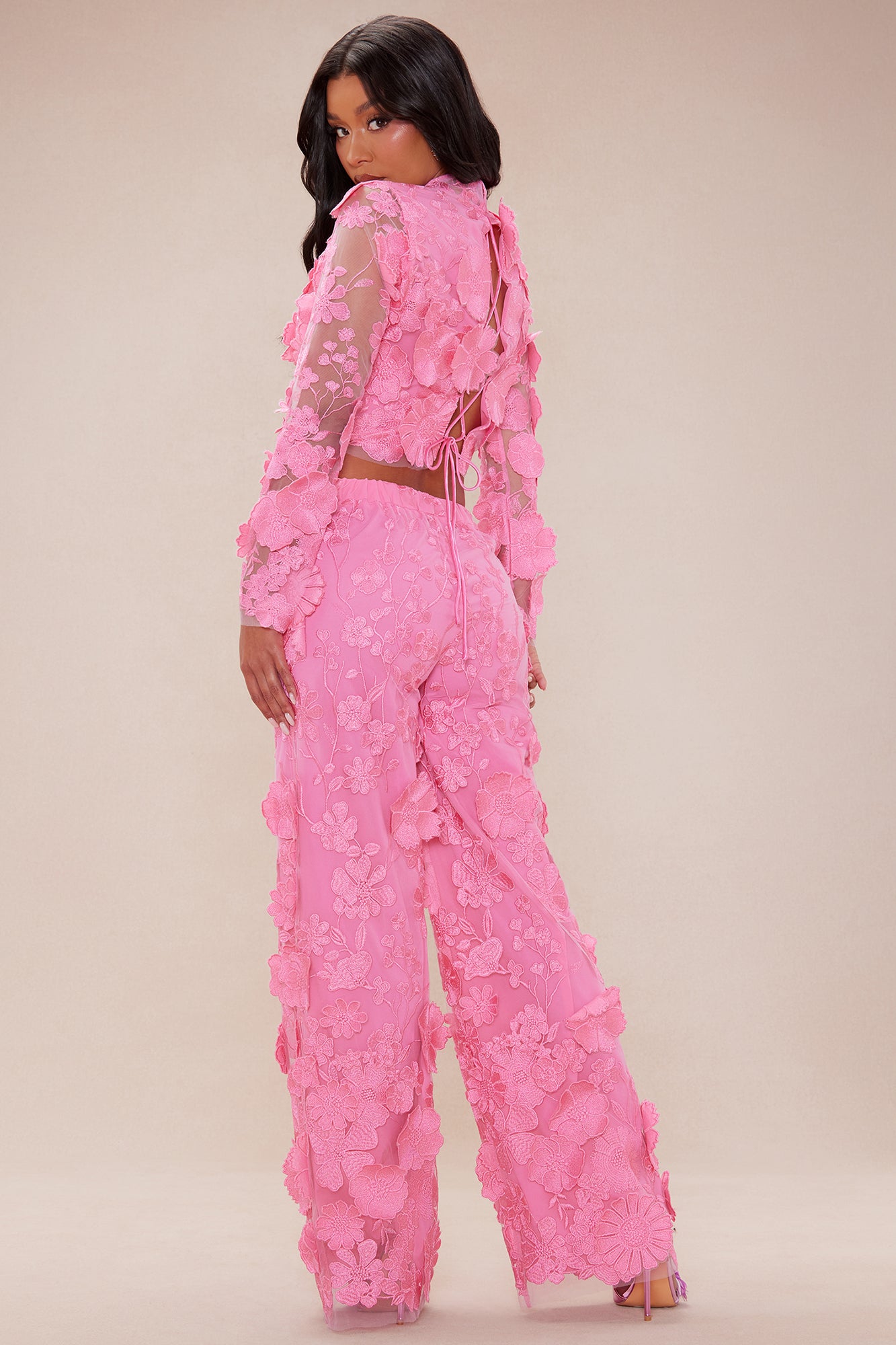 Kassey Embroidered Flare Pant - Hot Pink - Image 5