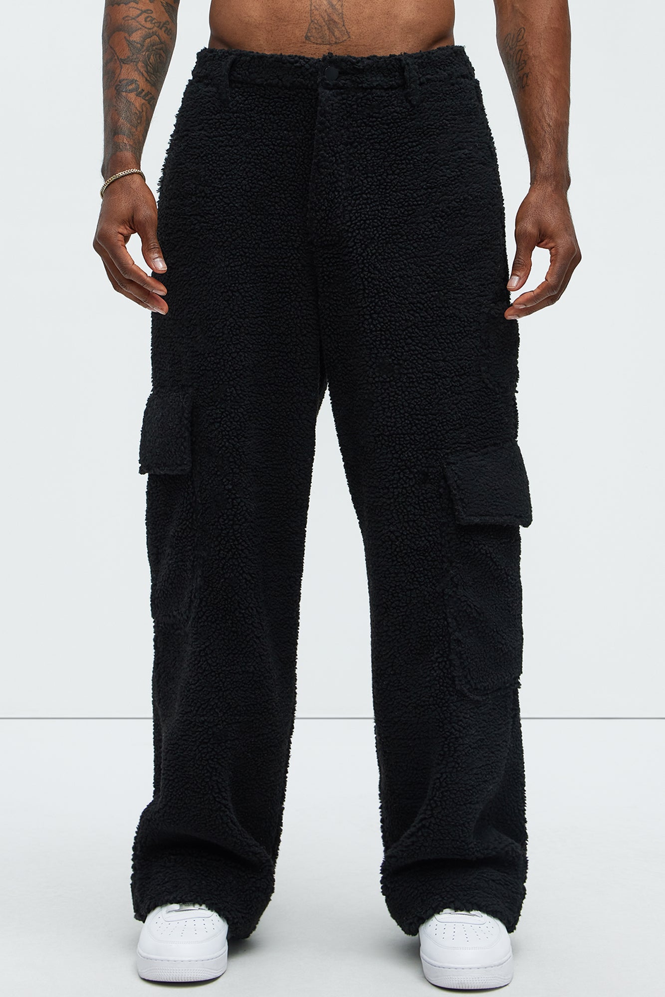Axel Polar Fleece Baggy Cargo Pants - Black - Image 3