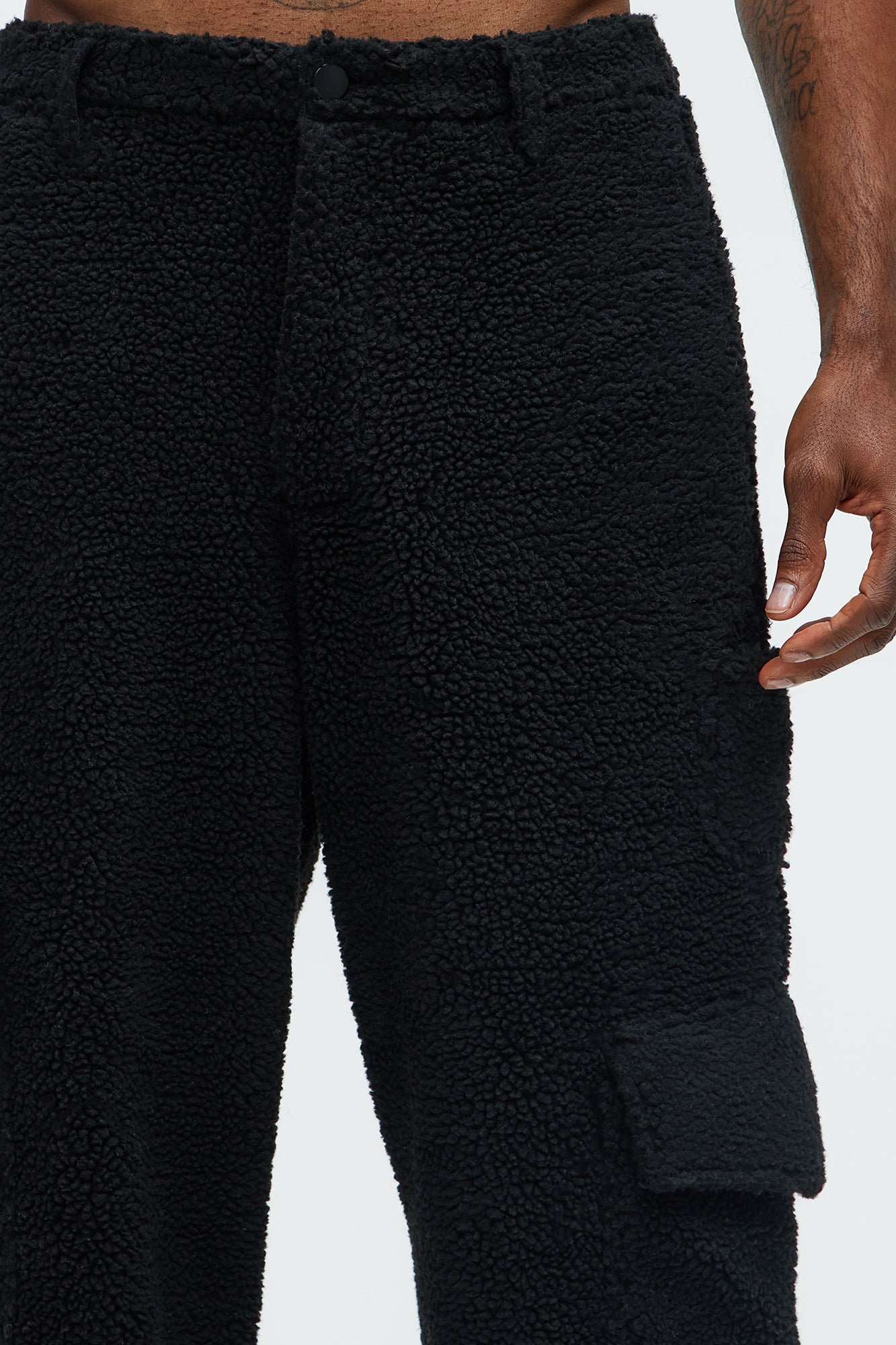 Axel Polar Fleece Baggy Cargo Pants - Black - Image 4