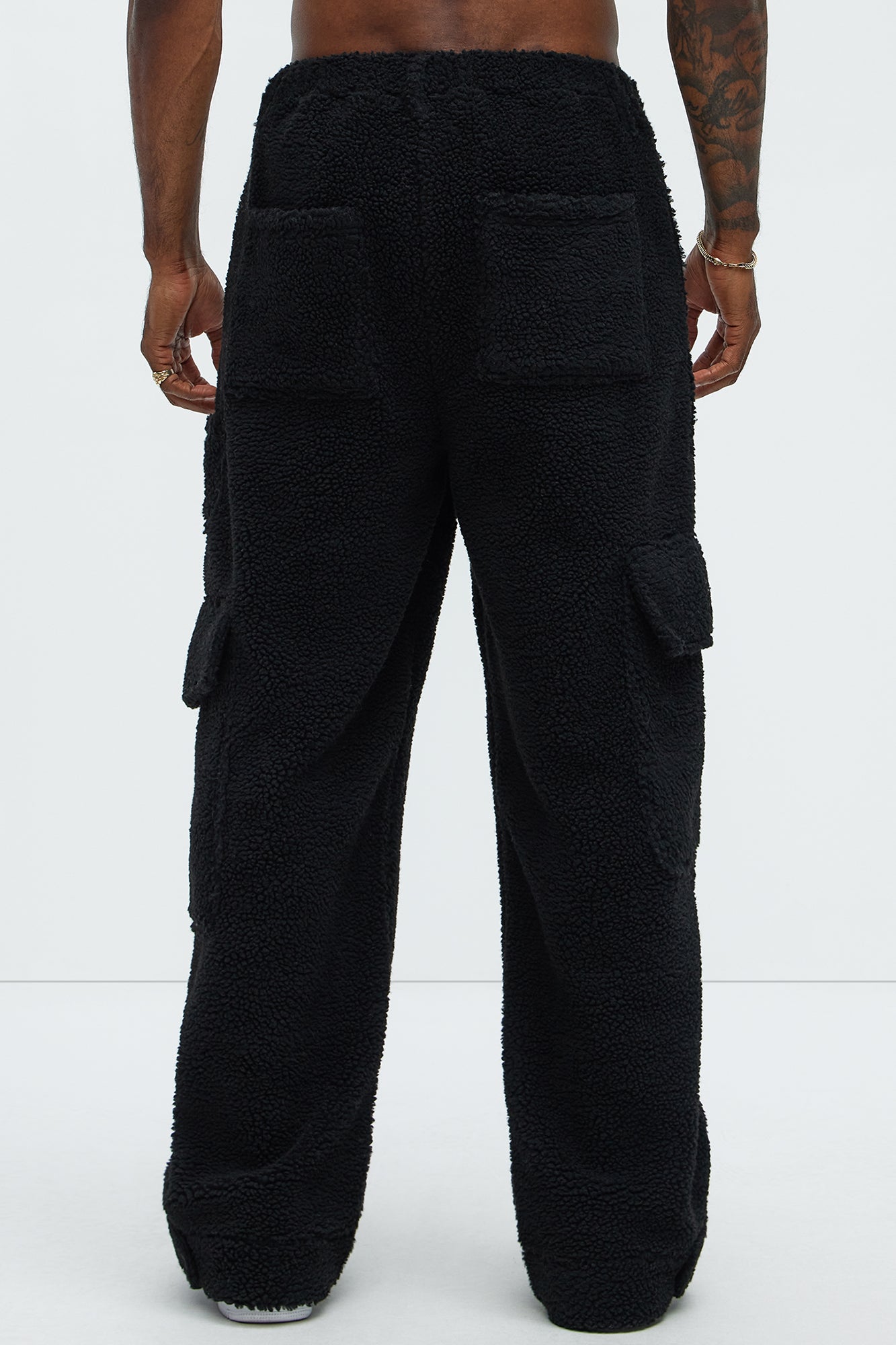 Axel Polar Fleece Baggy Cargo Pants - Black - Image 5