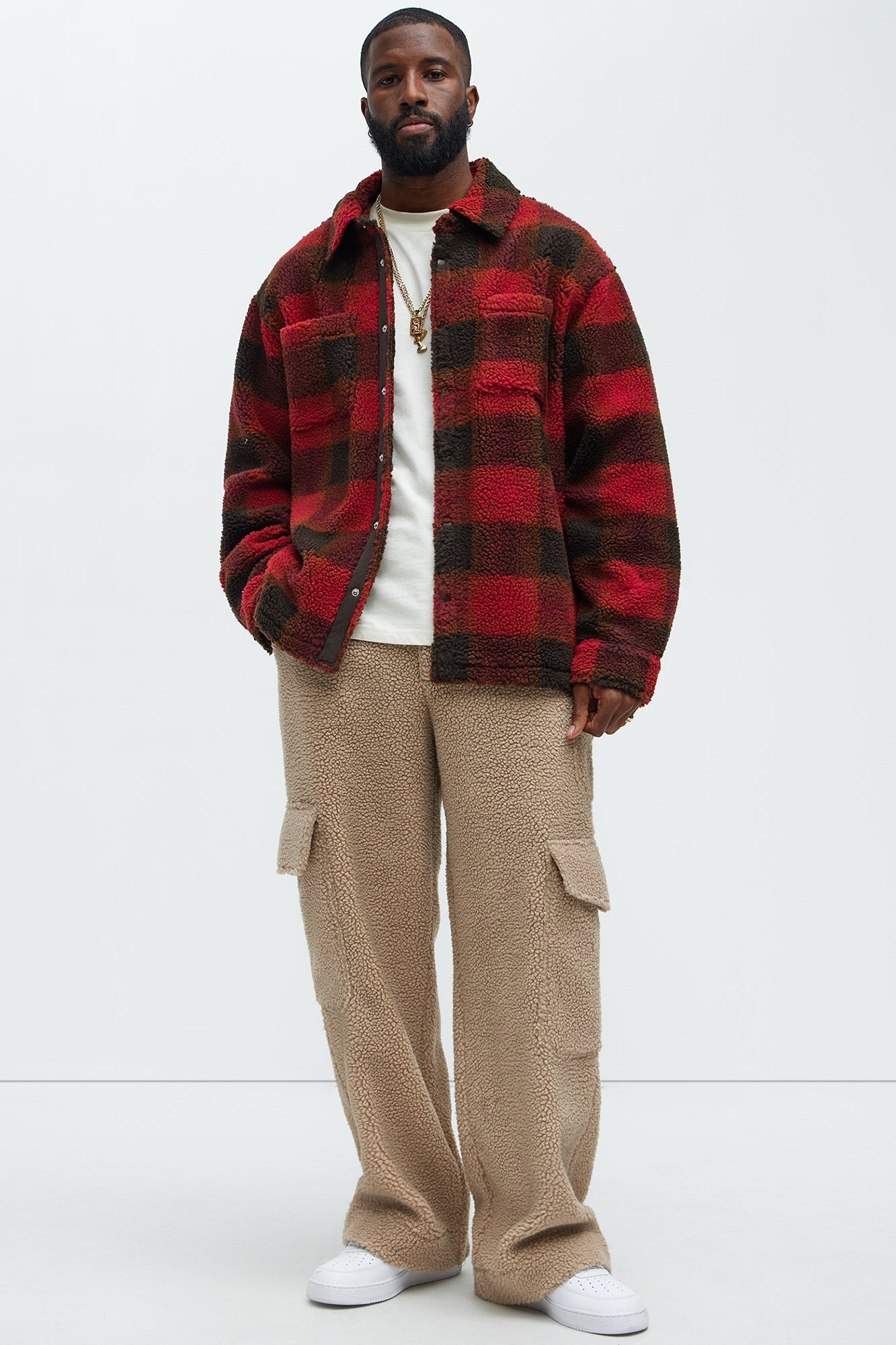 Axel Polar Fleece Baggy Cargo Pants - Tan - Image 4