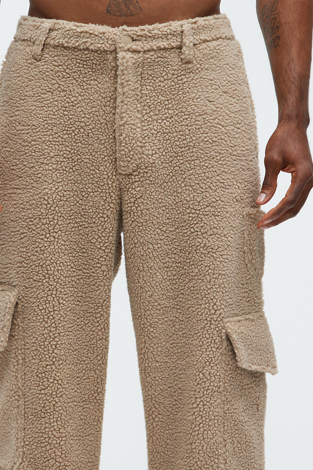 Axel Polar Fleece Baggy Cargo Pants - Tan - Image 5