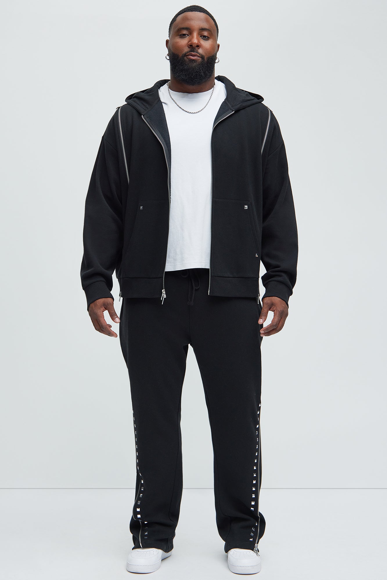 Tyson Sleaze Studded Zip Up Hoodie - Black - Image 7