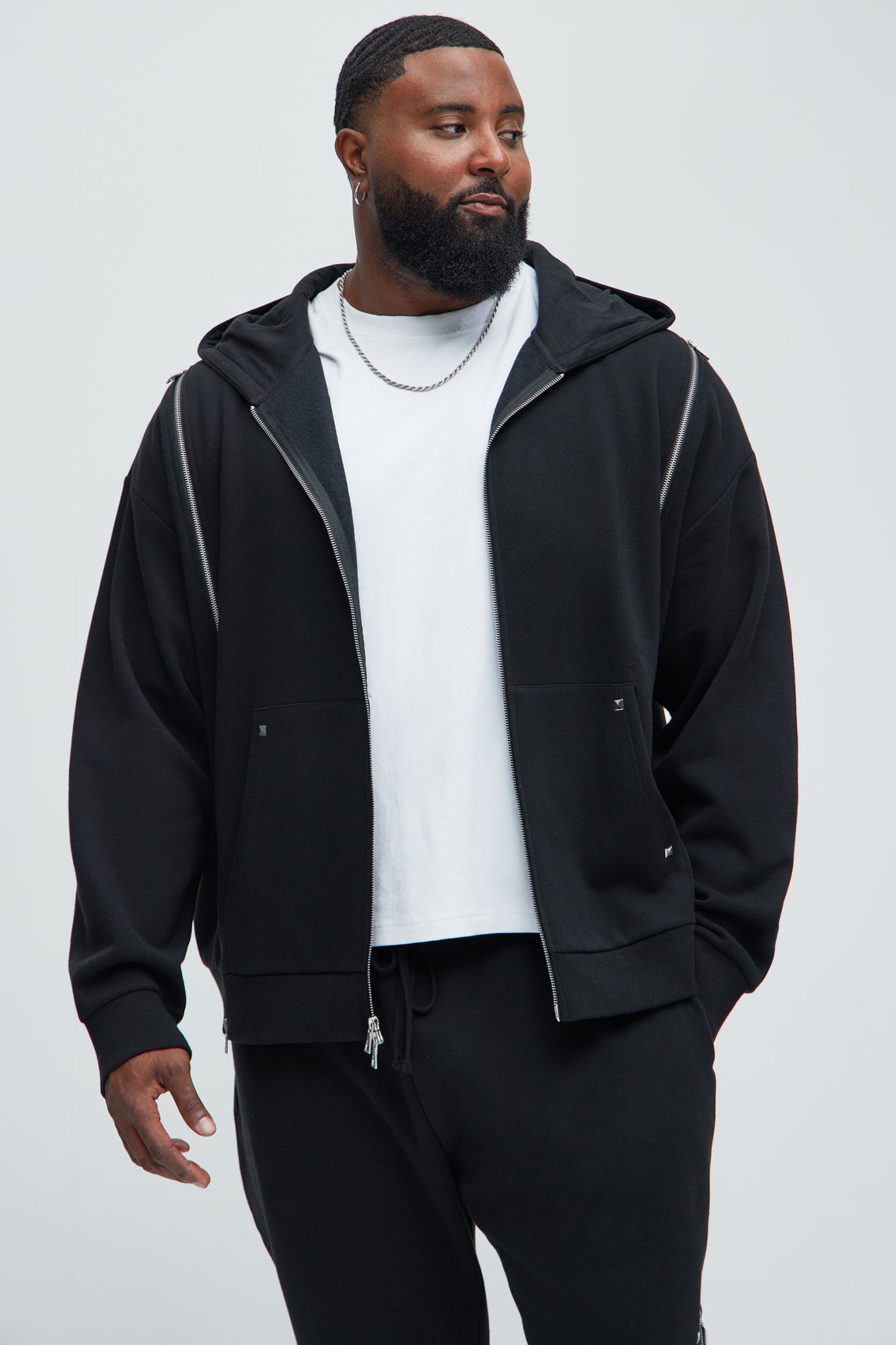 Tyson Sleaze Studded Zip Up Hoodie - Black - Image 9