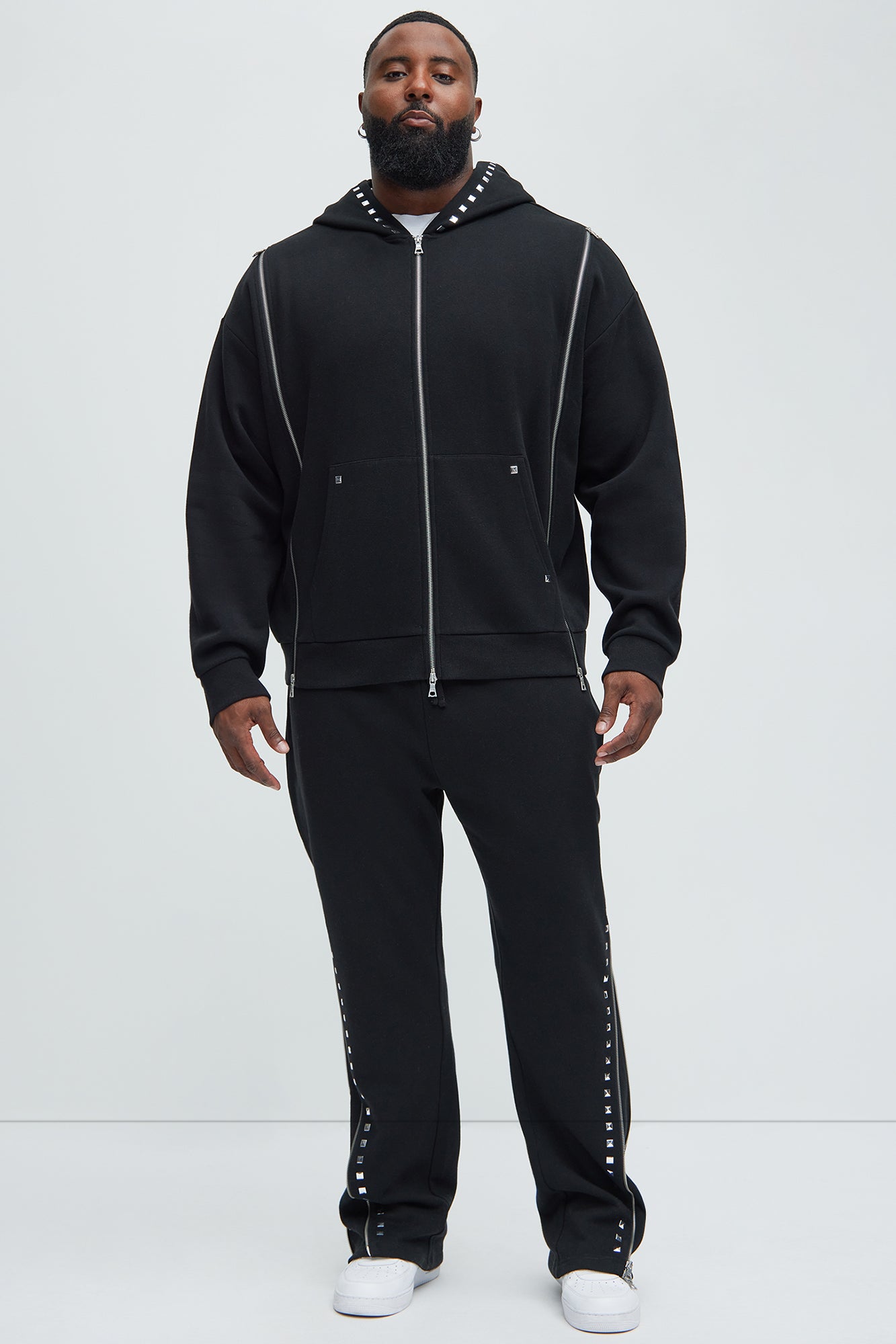 Tyson Sleaze Studded Zip Up Hoodie - Black - Image 8