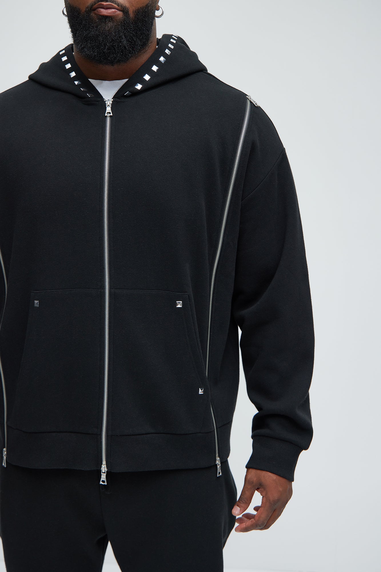 Tyson Sleaze Studded Zip Up Hoodie - Black - Image 10