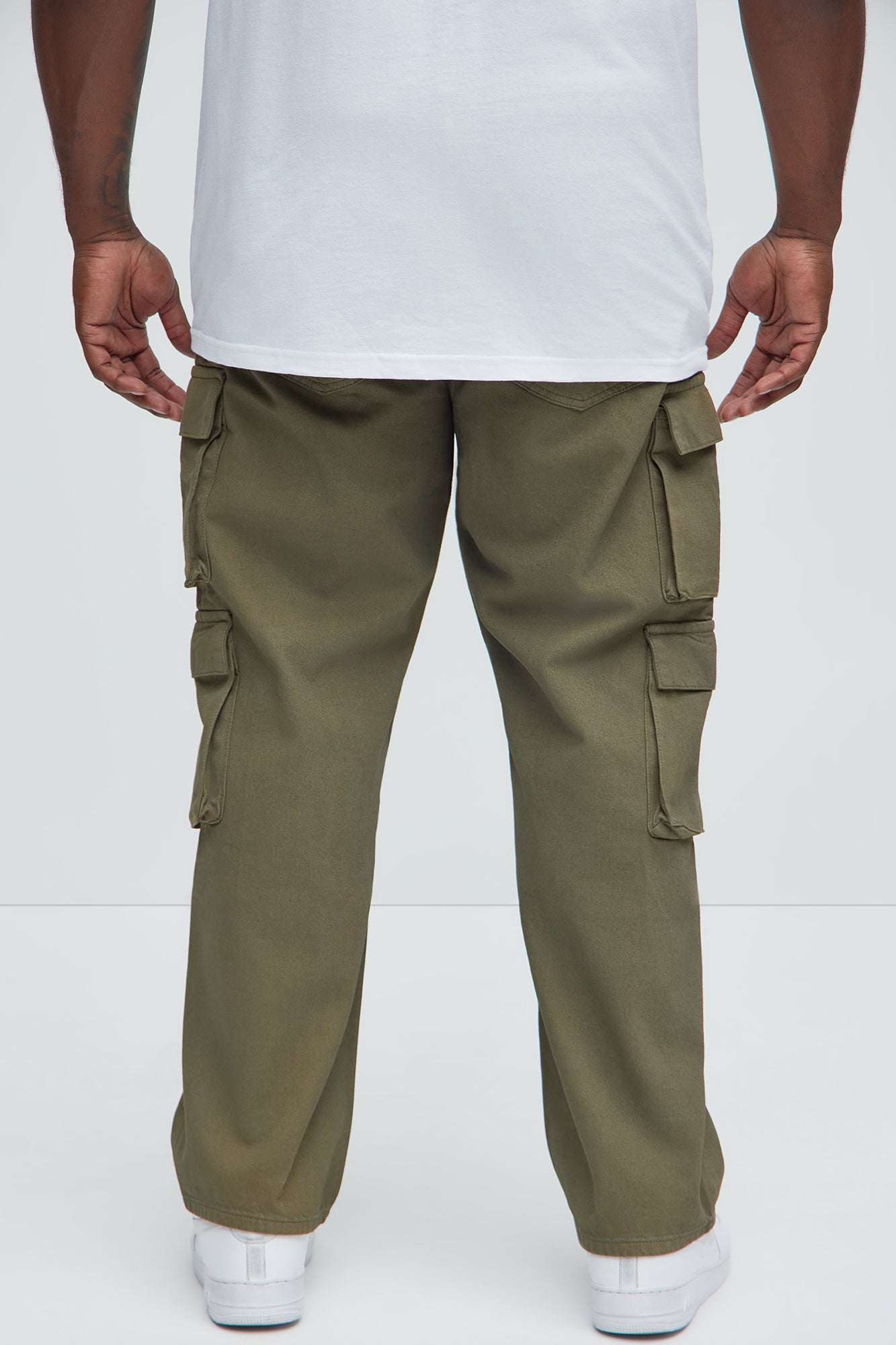 Waxy Straight Cargo Jeans - Olive - Image 9