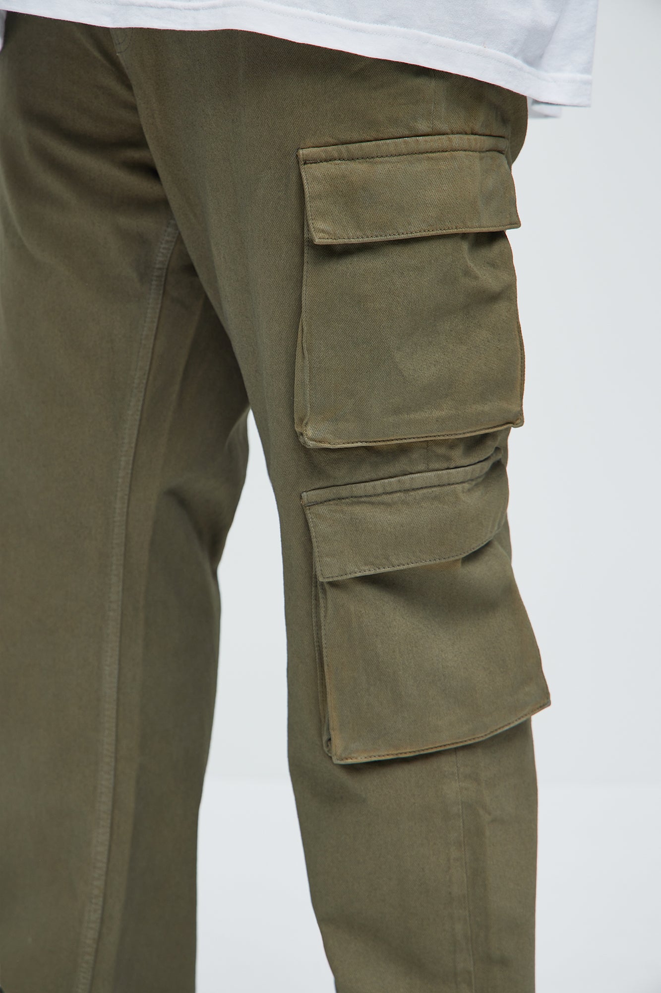 Waxy Straight Cargo Jeans - Olive - Image 8