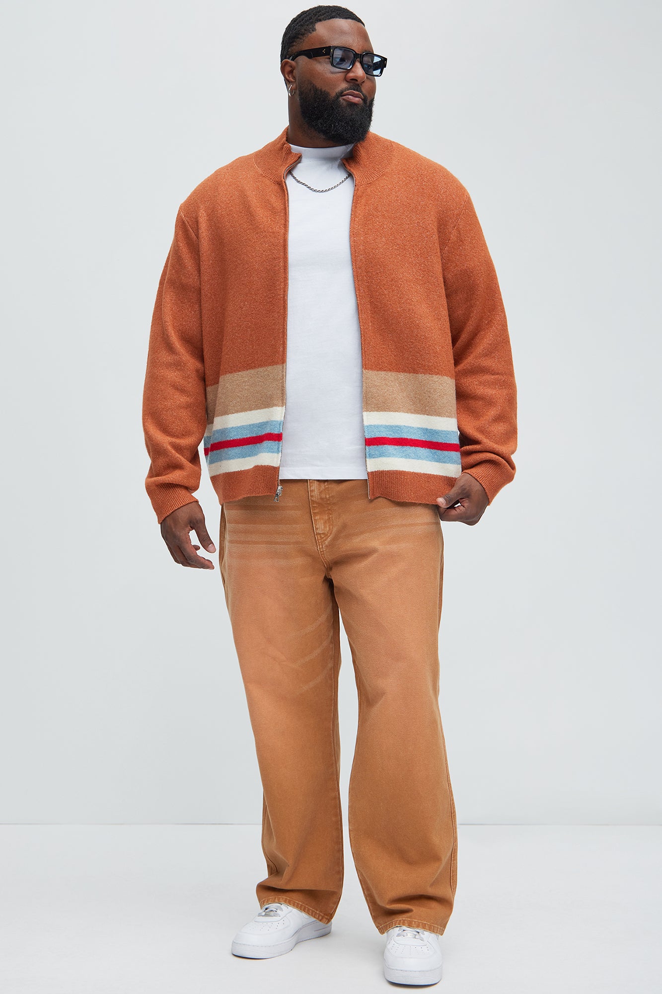 Wait Is Over Zip Sweater - Brown/combo - Image 6