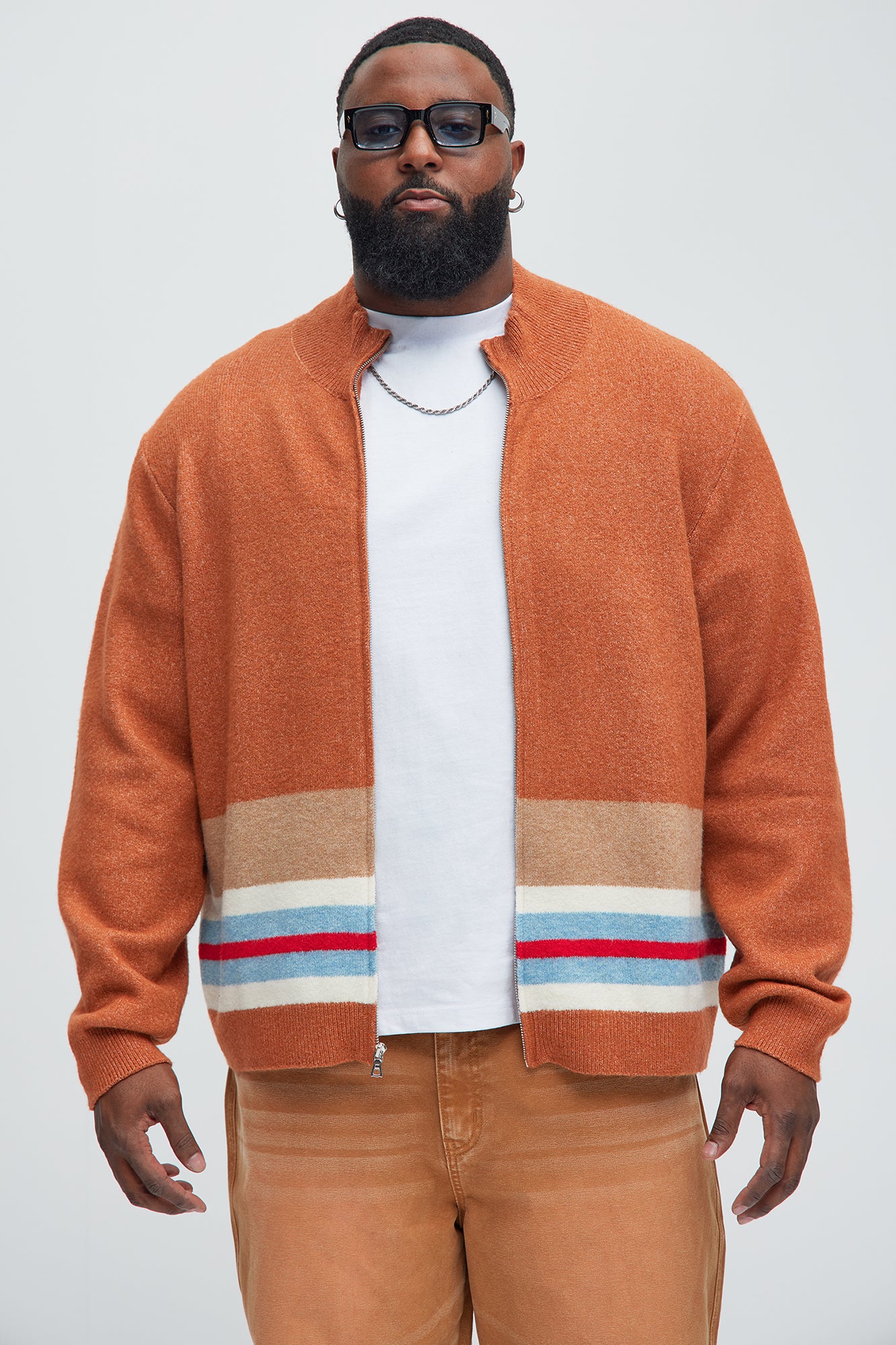 Wait Is Over Zip Sweater - Brown/combo - Image 7