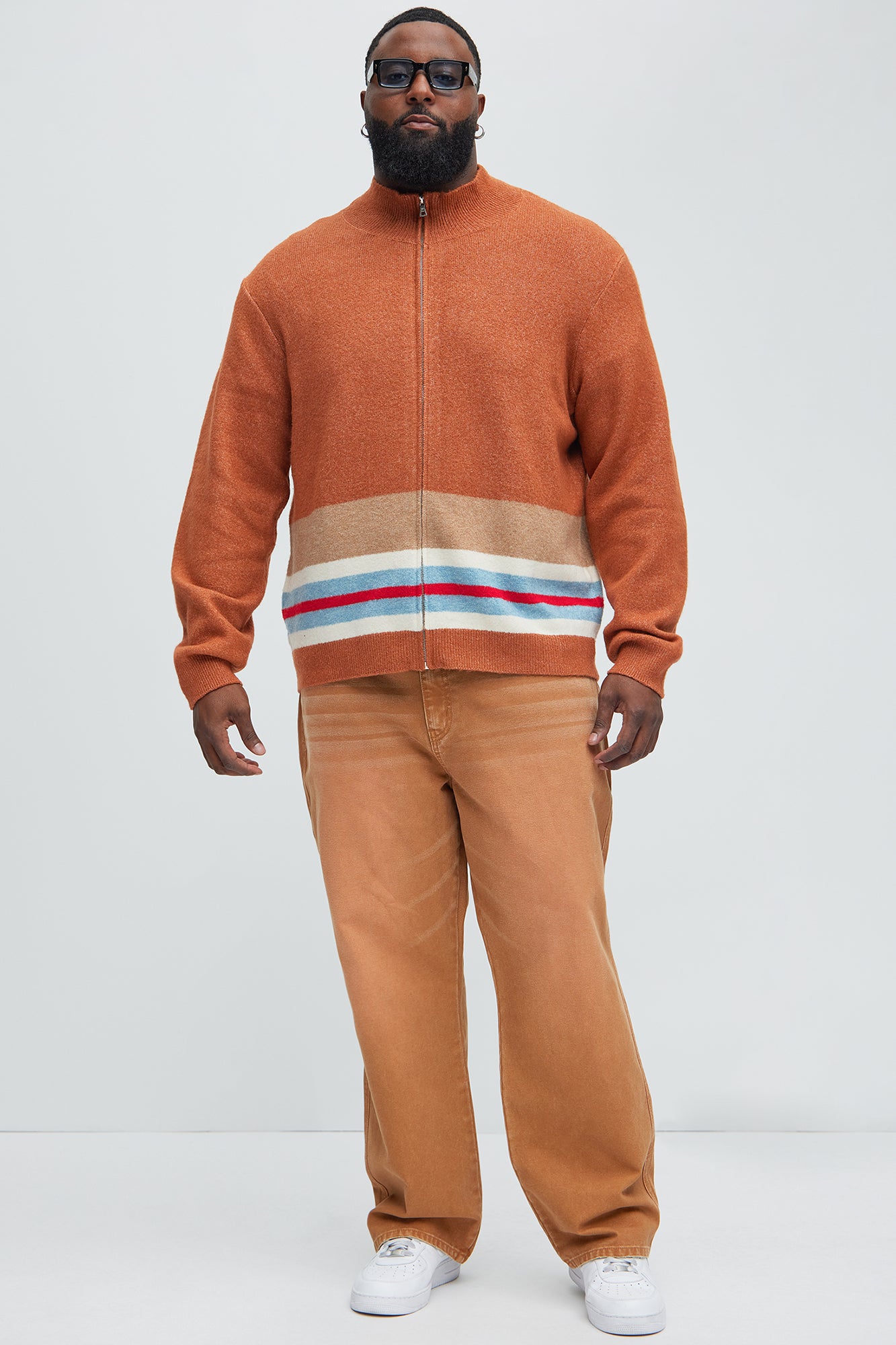 Wait Is Over Zip Sweater - Brown/combo - Image 8