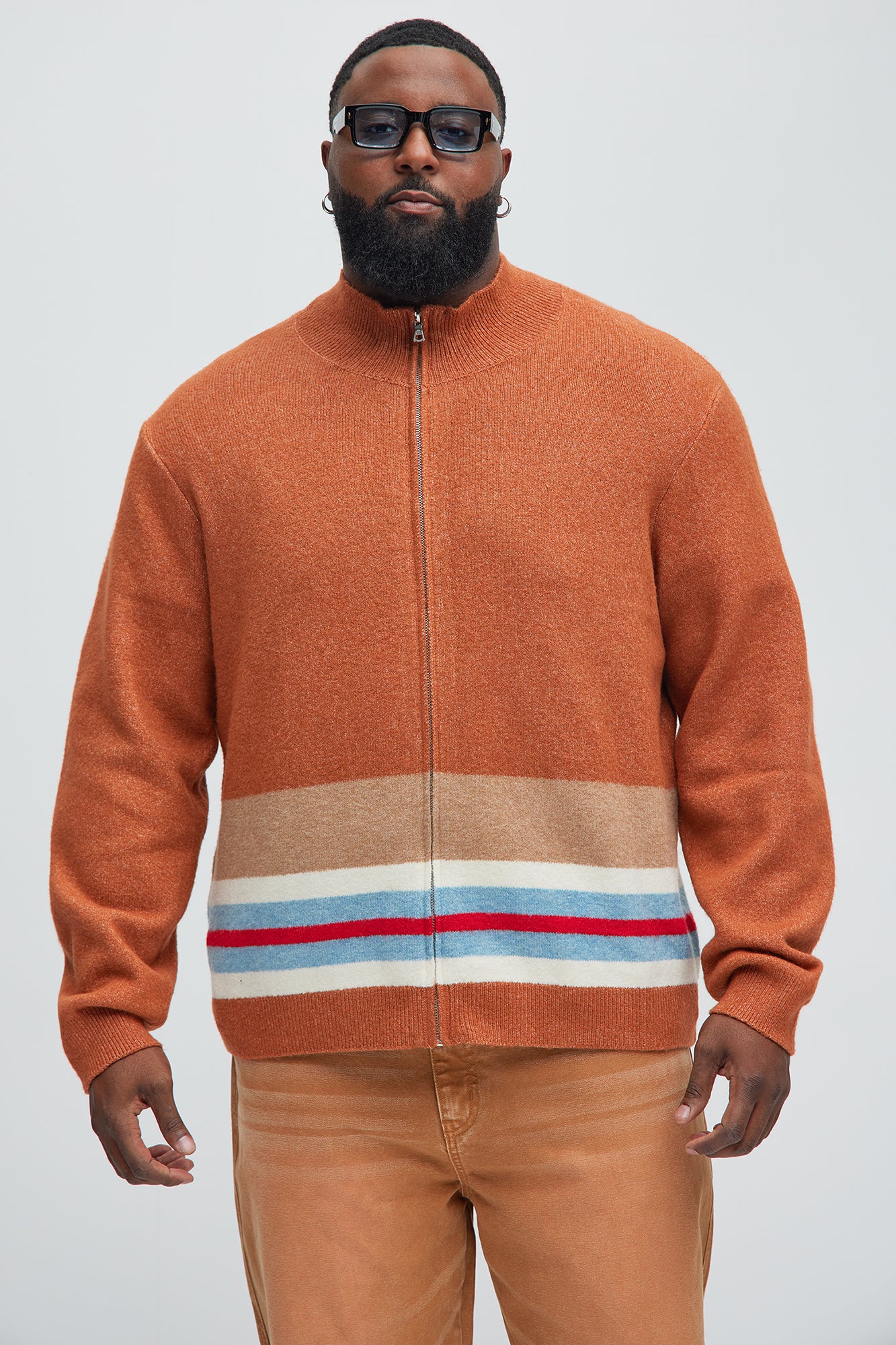 Wait Is Over Zip Sweater - Brown/combo - Image 5