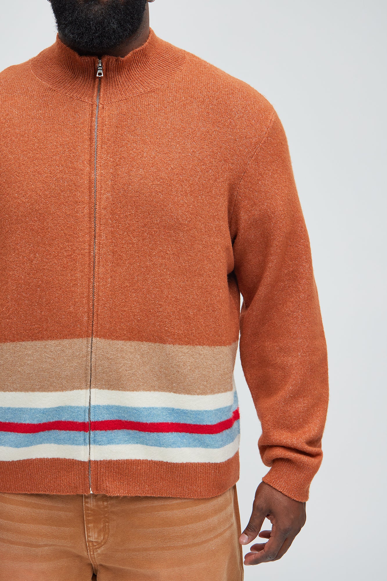 Wait Is Over Zip Sweater - Brown/combo - Image 9