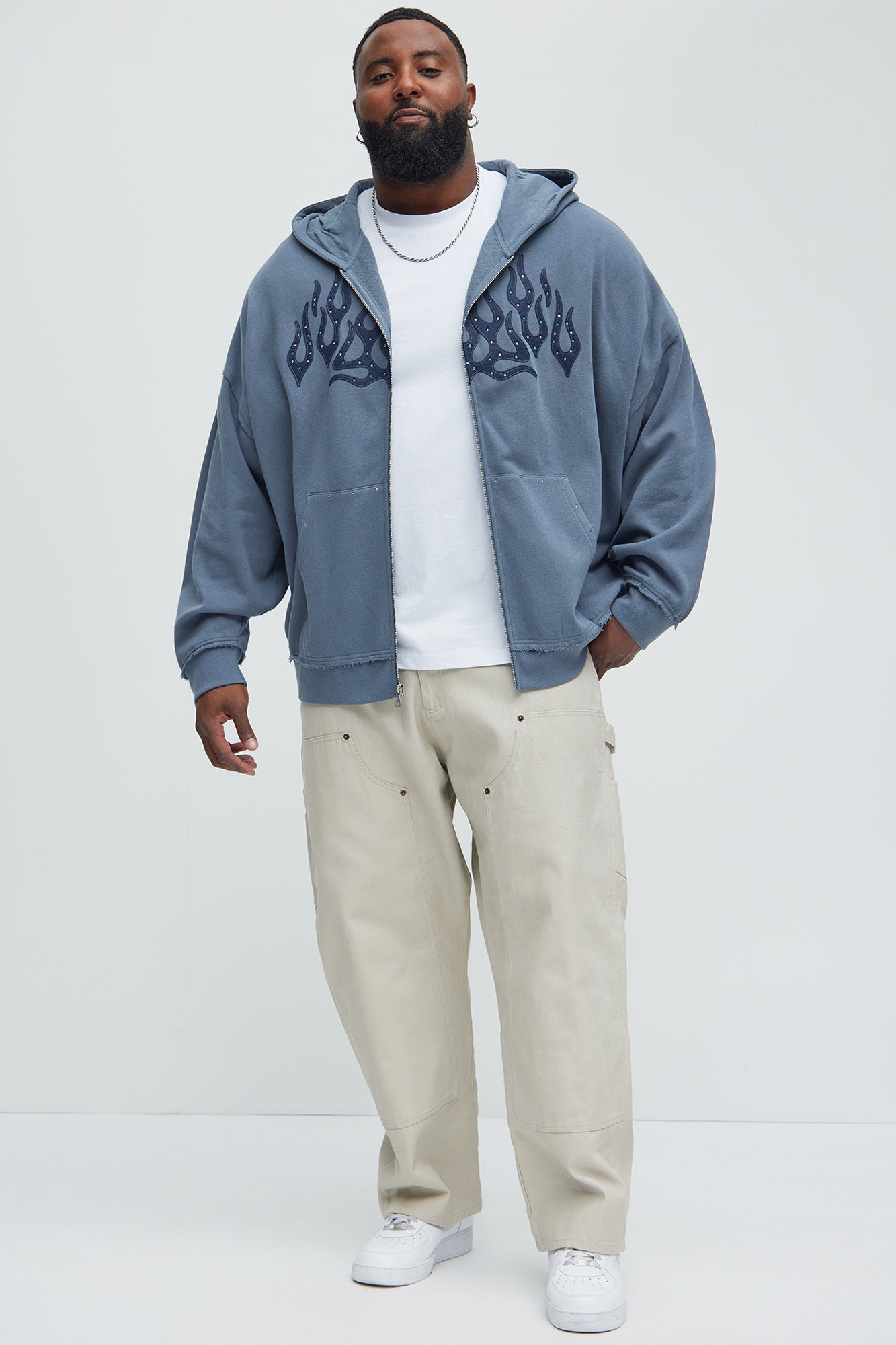Tyson Bling Oversized Zip Hoodie - Blue - Image 8