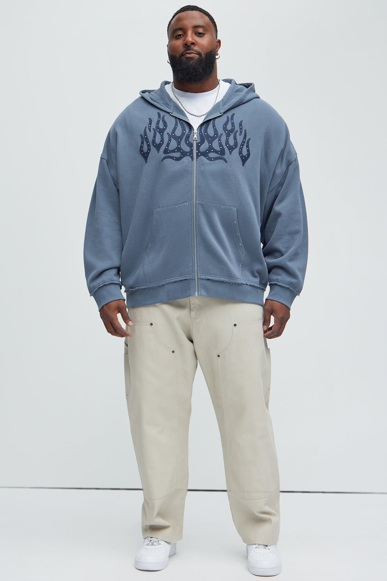 Tyson Bling Oversized Zip Hoodie - Blue - Image 7