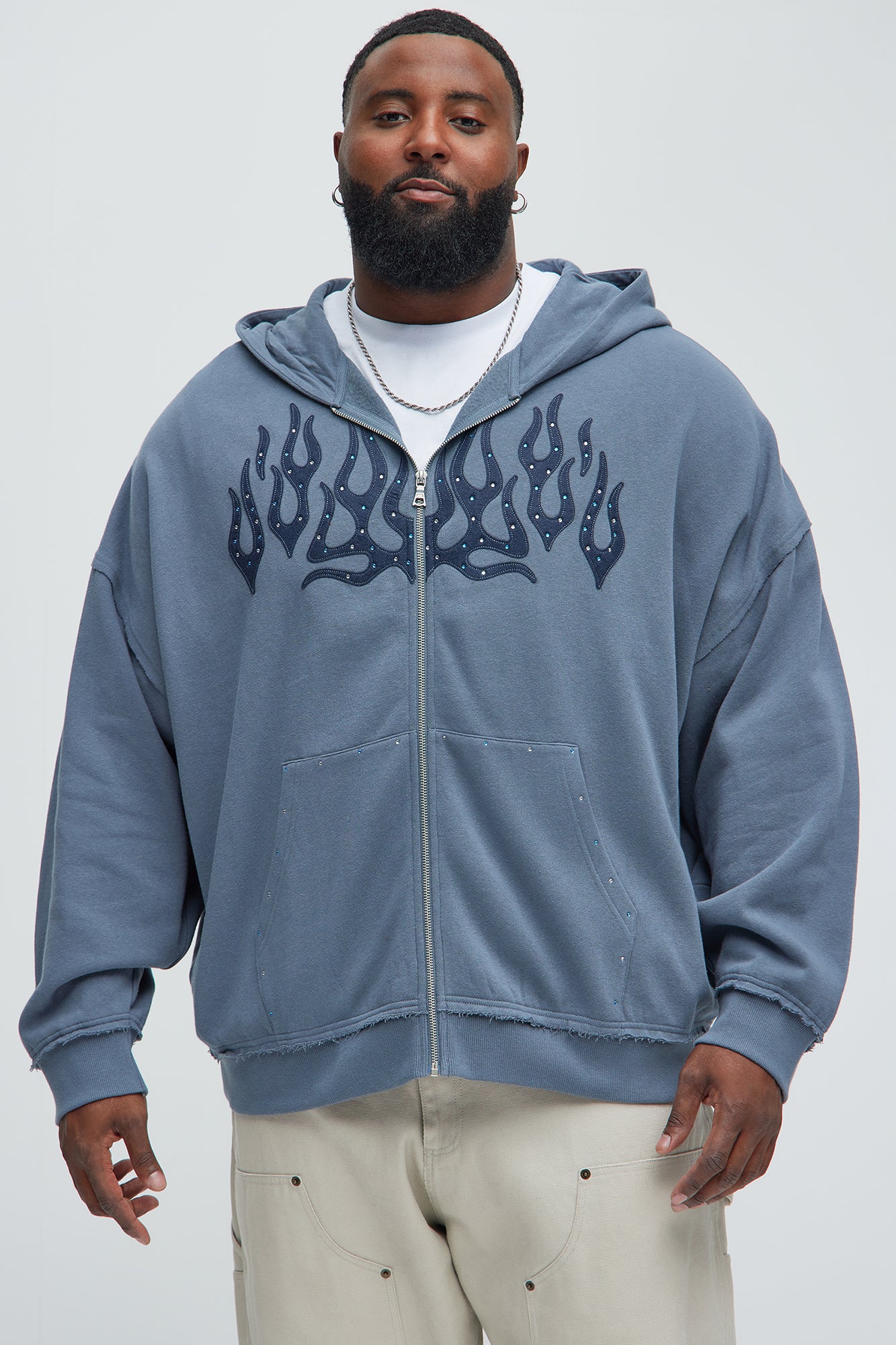 Tyson Bling Oversized Zip Hoodie - Blue - Image 6