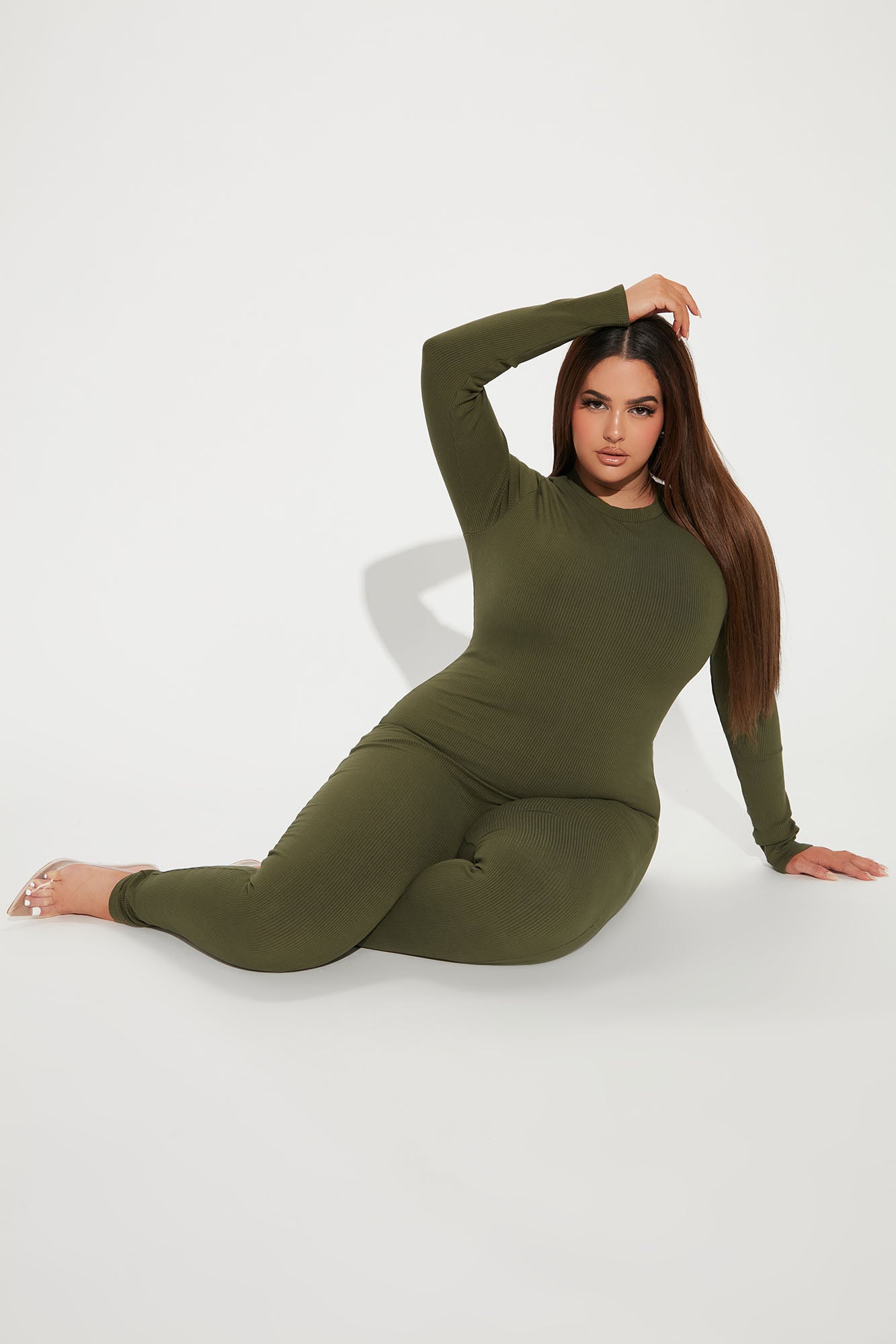 Maribel Snatched Jumpsuit - Olive - Image 8