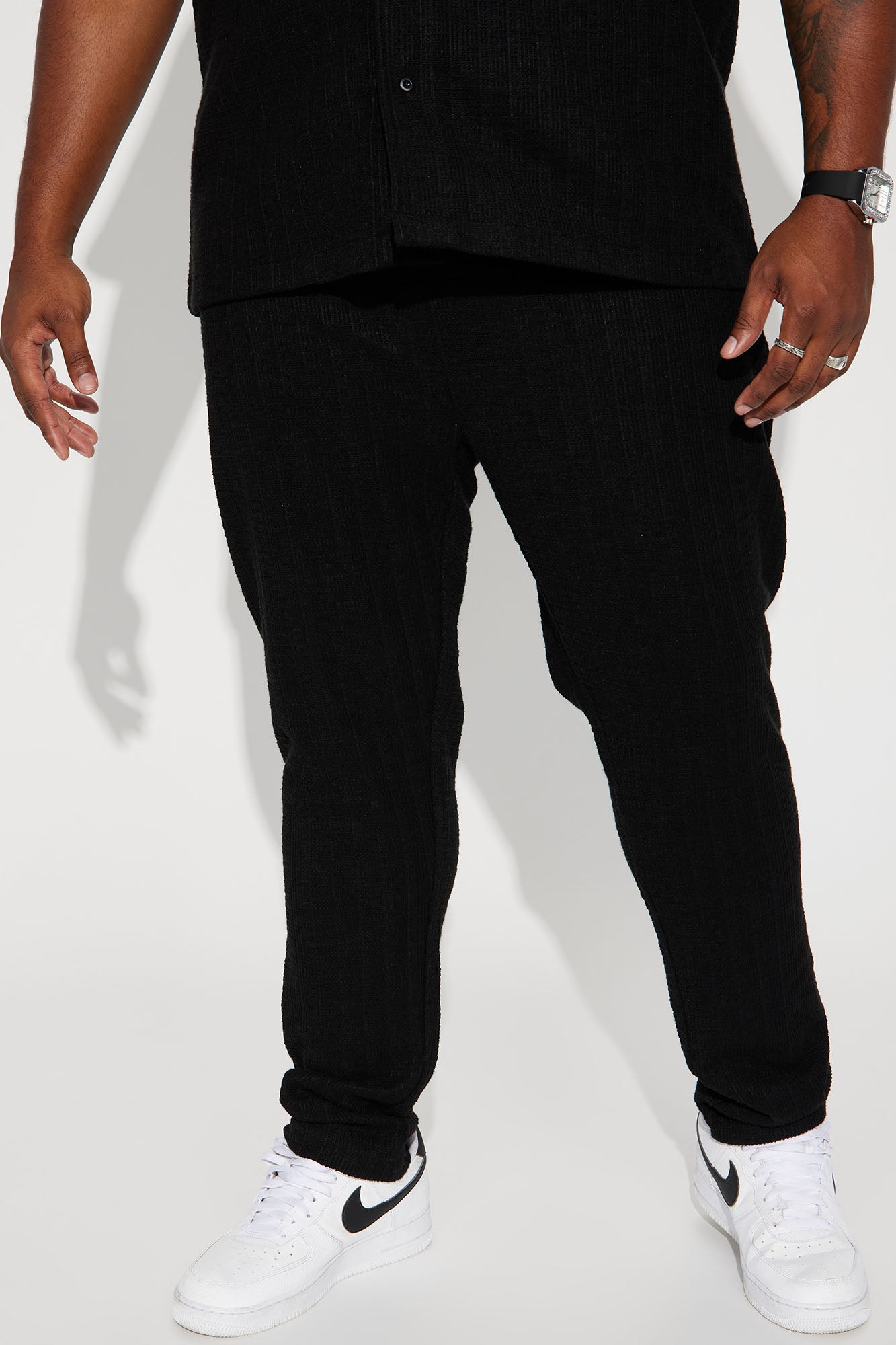 Dean Textured Slim Pants - Black - Image 12