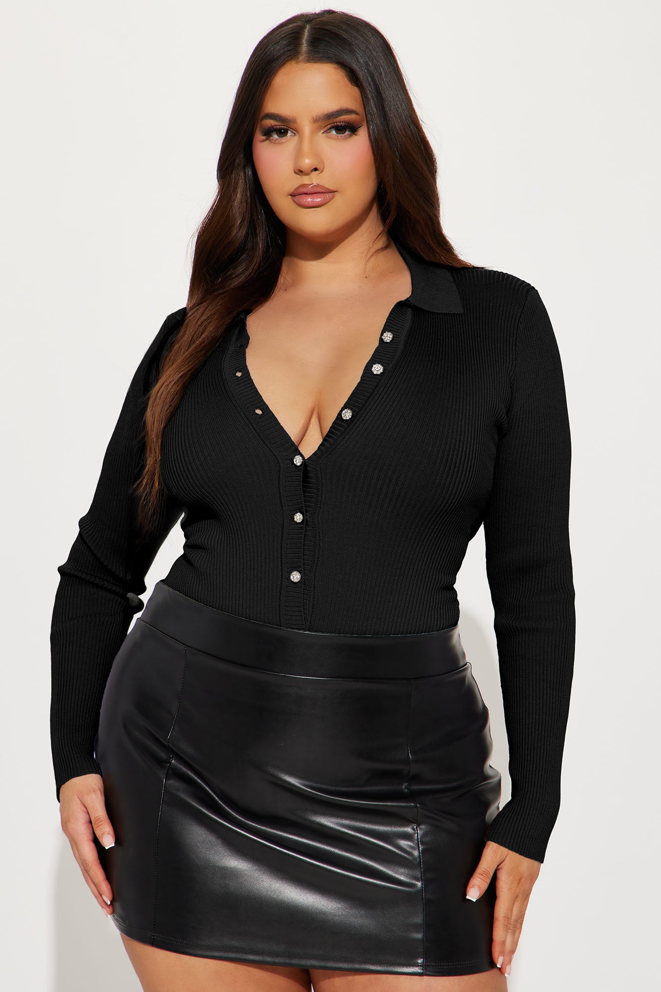 Amilia Sweater Bodysuit - Black - Image 6