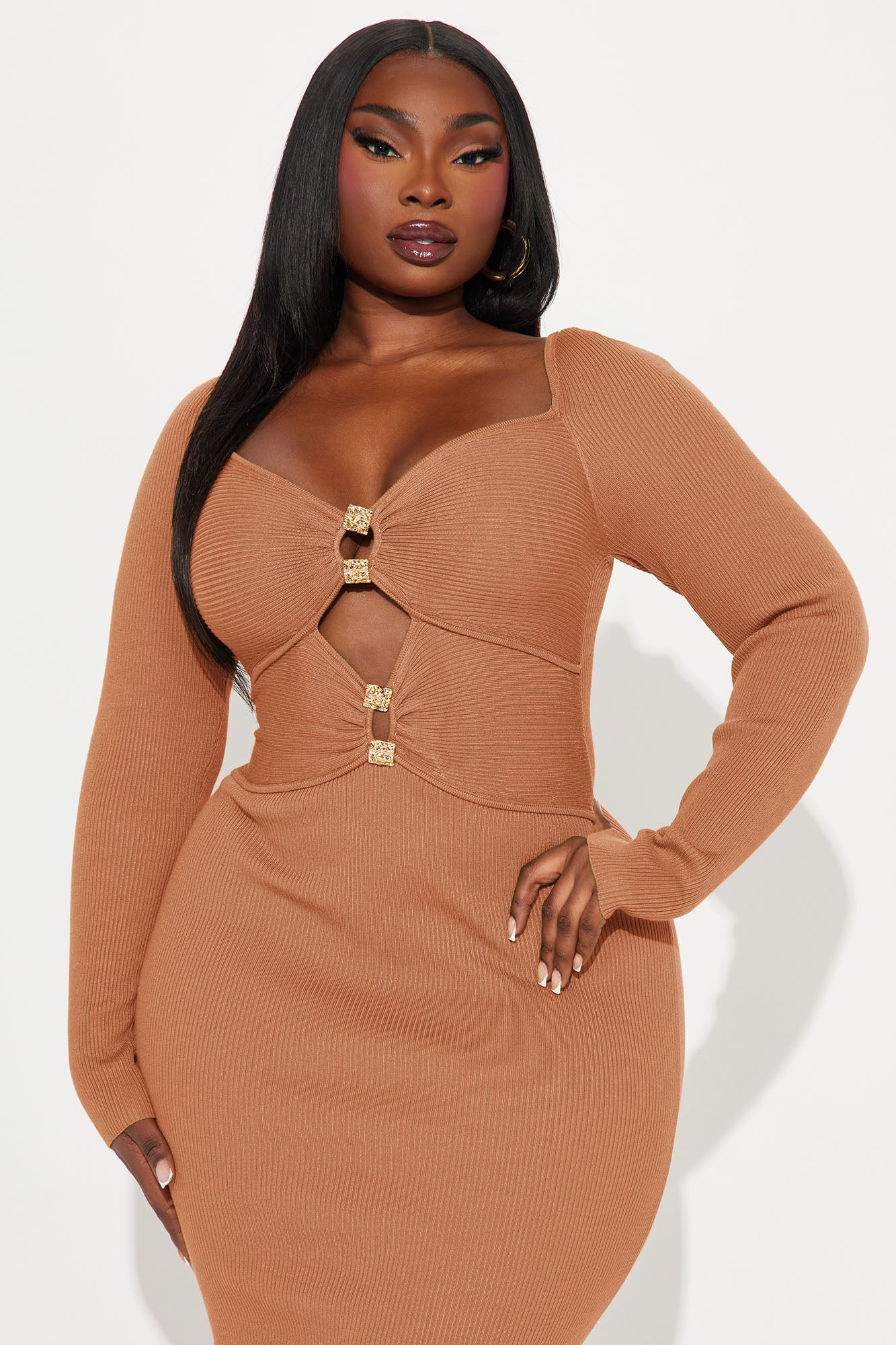 Stephanie Sweater Midi Dress - Copper - Image 6