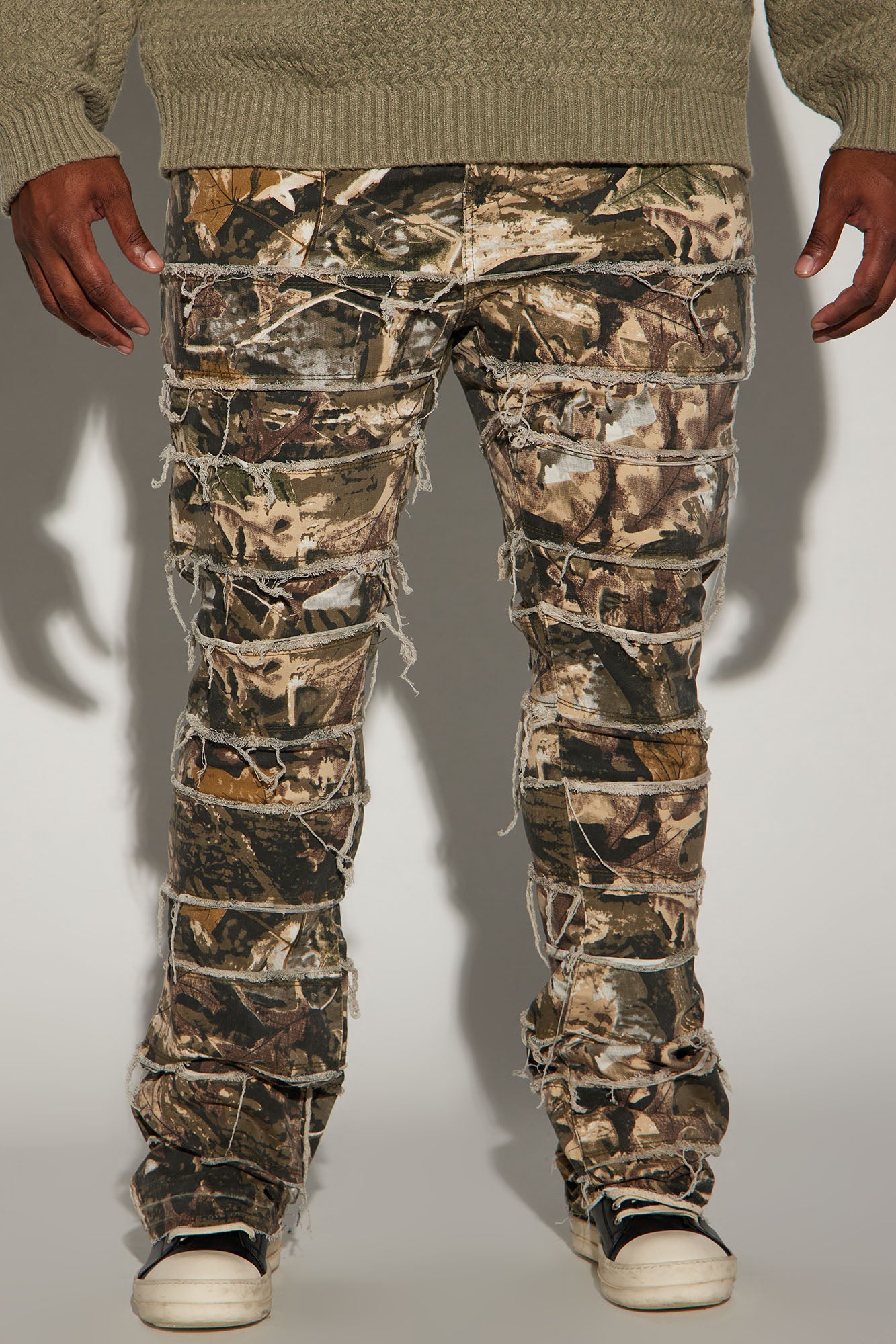 All Around Fray Stacked Skinny Flare Pants - Brown/combo - Image 5