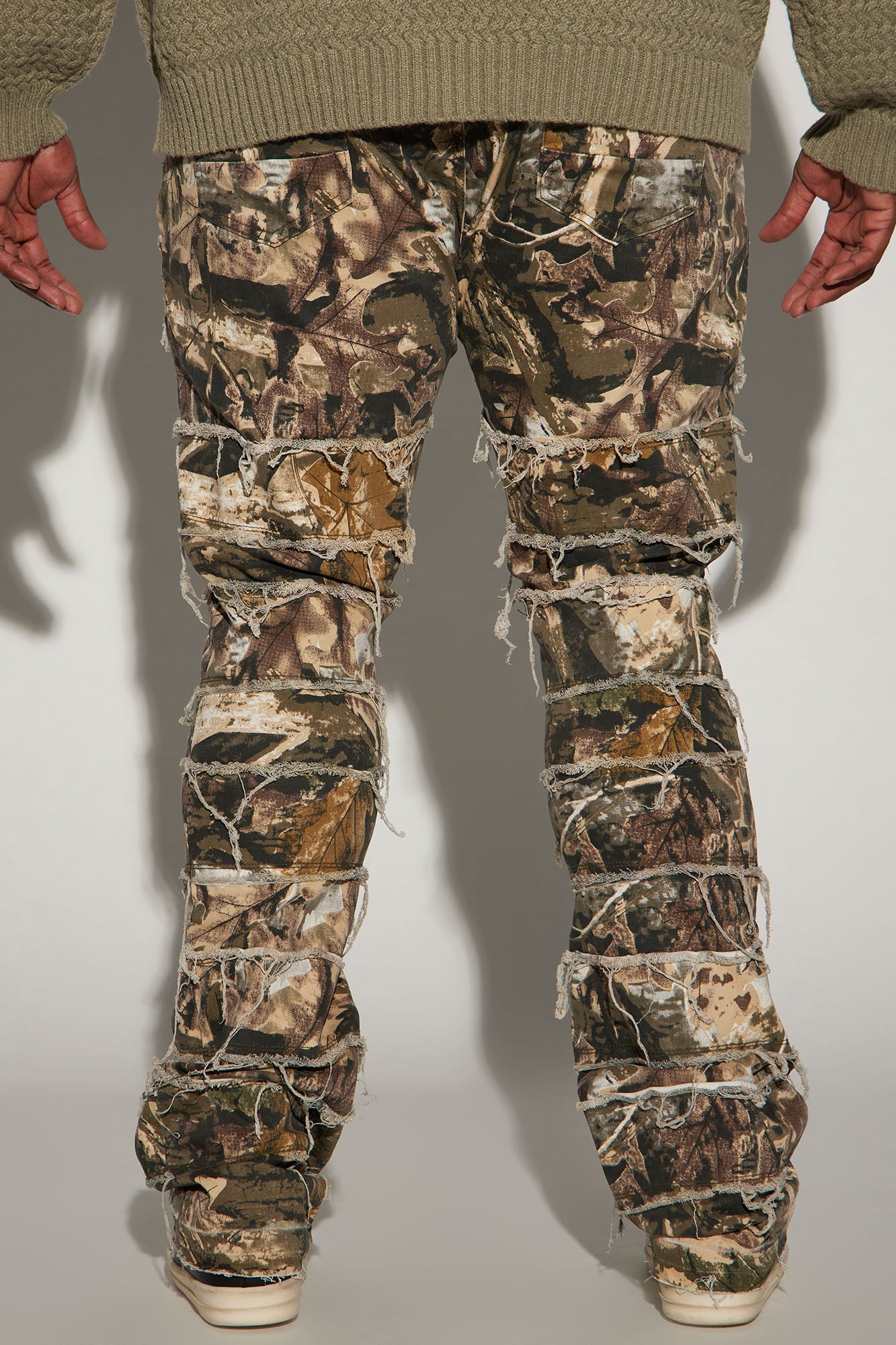 All Around Fray Stacked Skinny Flare Pants - Brown/combo - Image 7