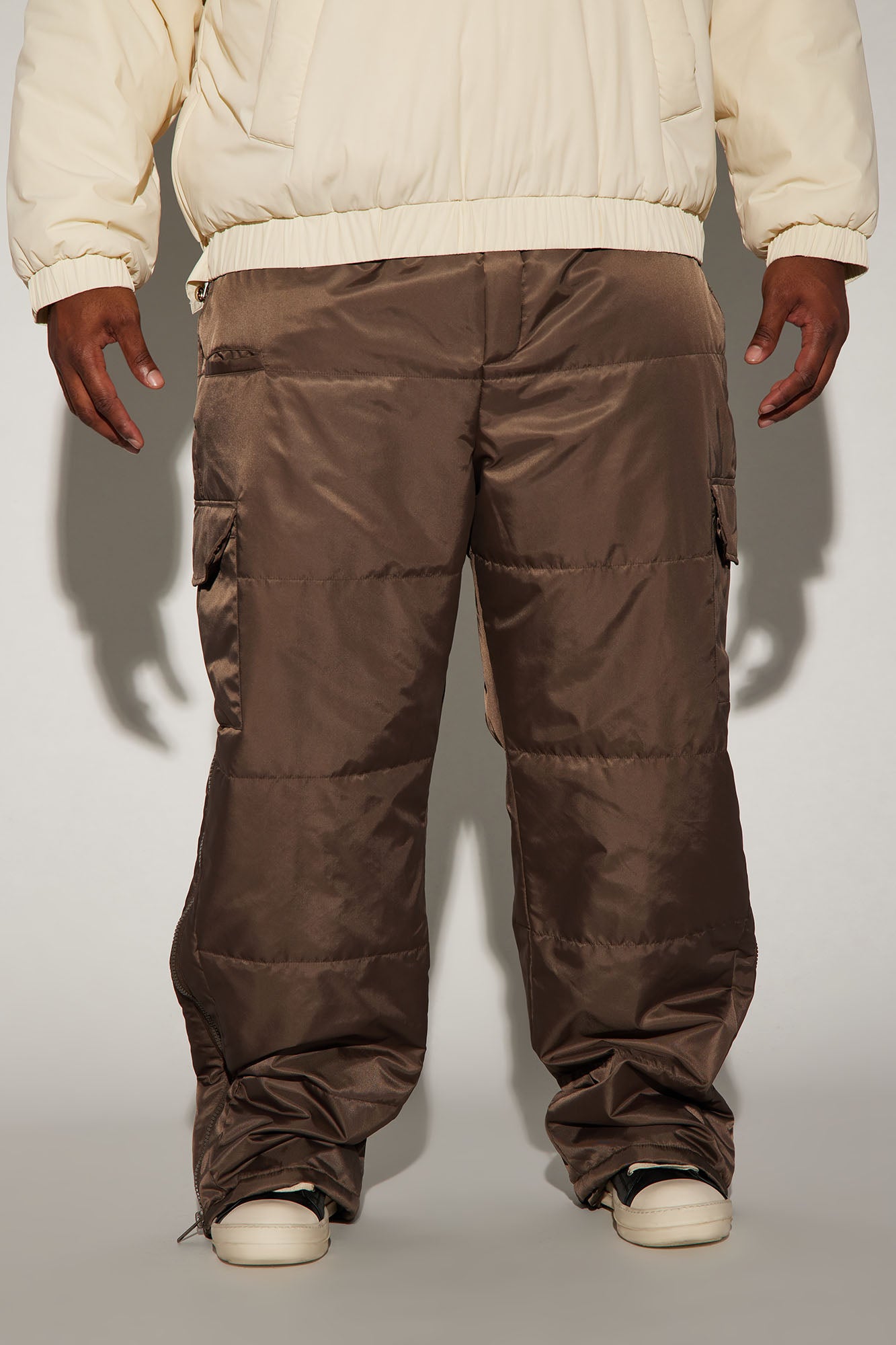 Ride With Me Baggy Padded Nylon Pants - Brown - Image 5