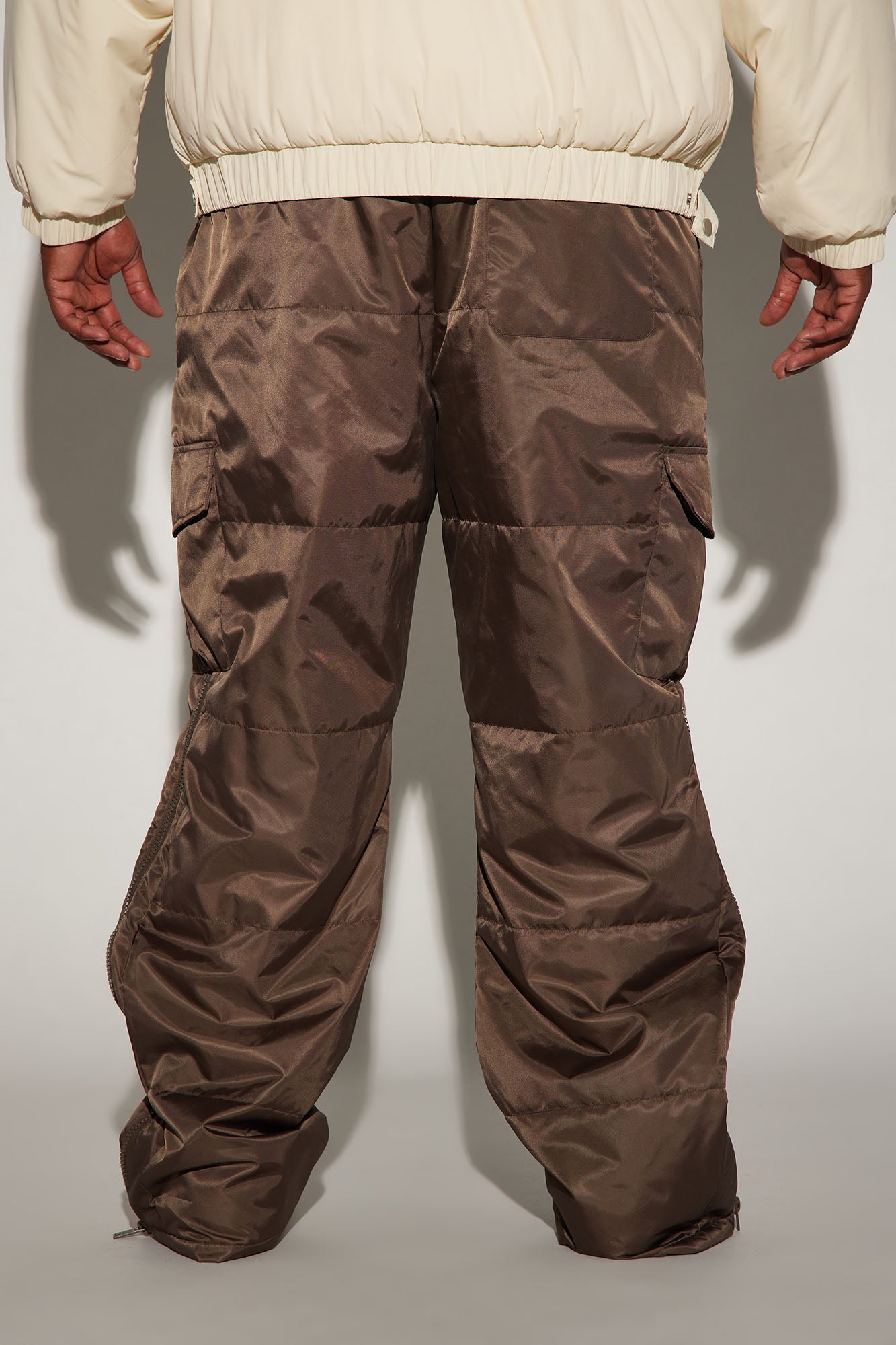 Ride With Me Baggy Padded Nylon Pants - Brown - Image 8