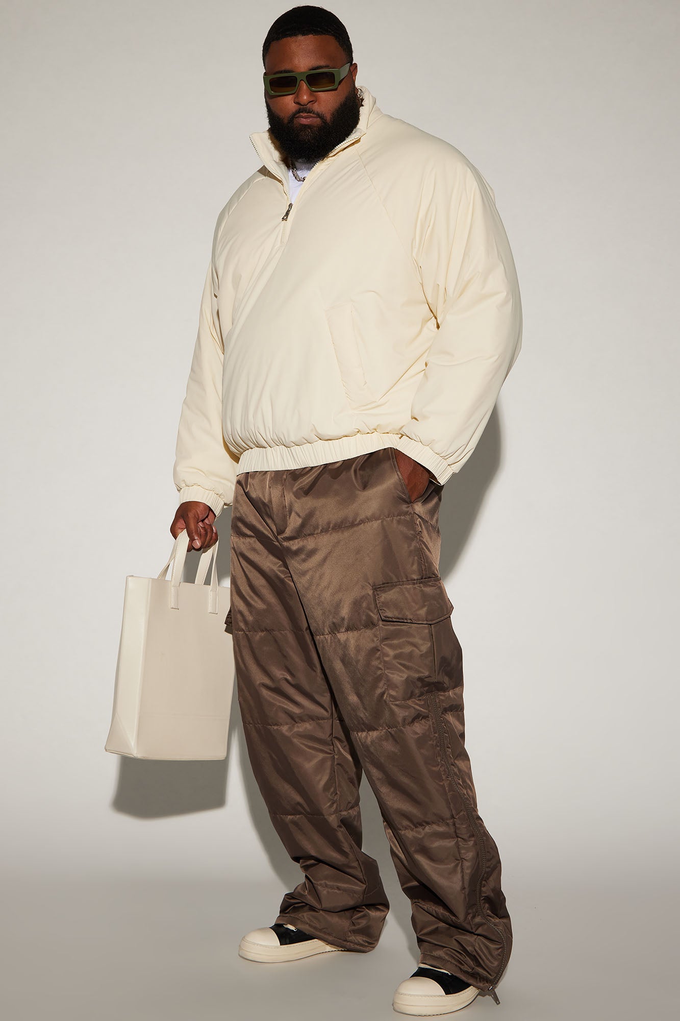 Ride With Me Baggy Padded Nylon Pants - Brown - Image 6