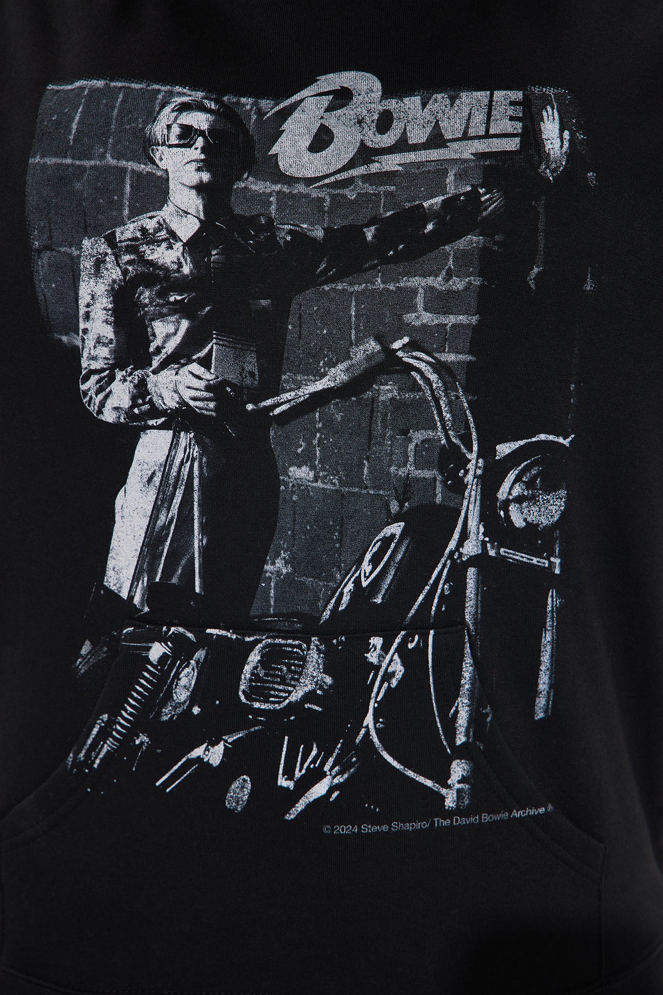 David Bowie Washed Hoodie - Black - Image 4