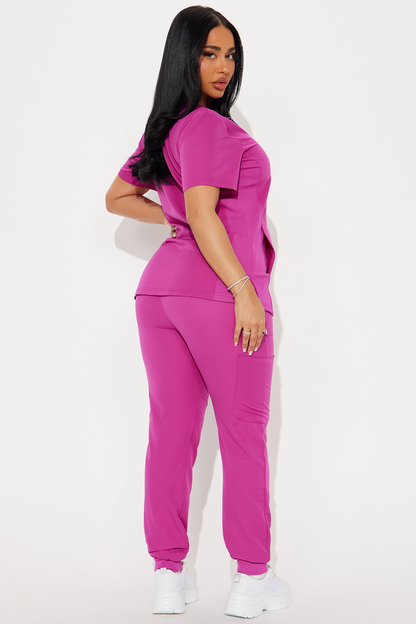 Get To Work Stretch Uniform Scrub Jogger Set - Magenta - Image 3