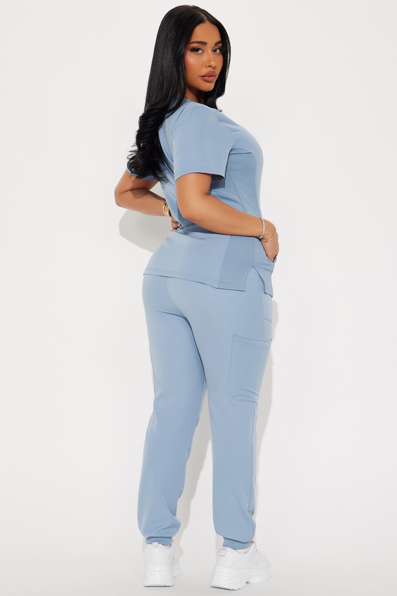 Get To Work Stretch Uniform Scrub Jogger Set - Slate Blue - Image 3