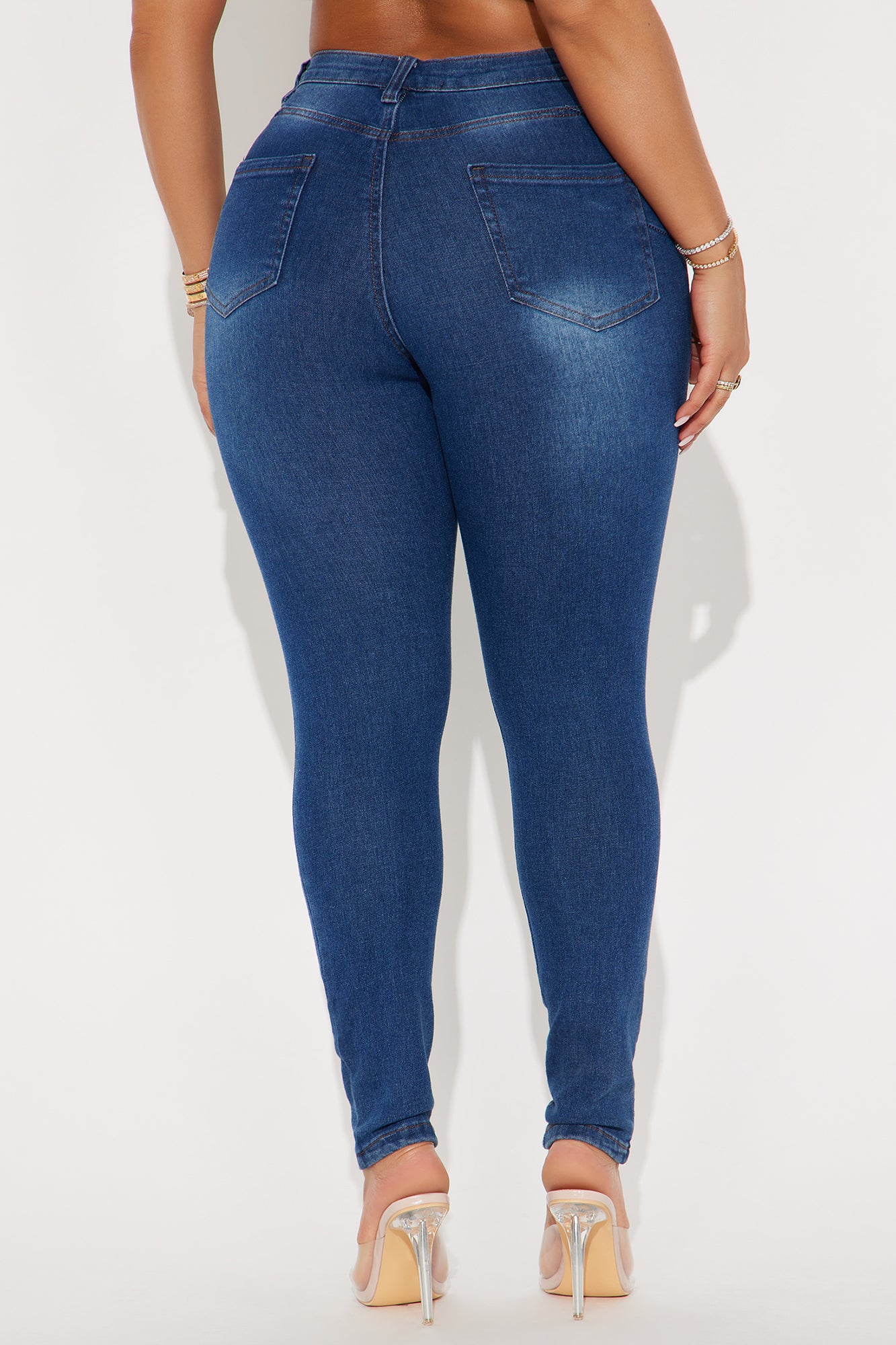 Vibe Check Curvy Stretch Skinny Jeans - Dark Wash - Image 3