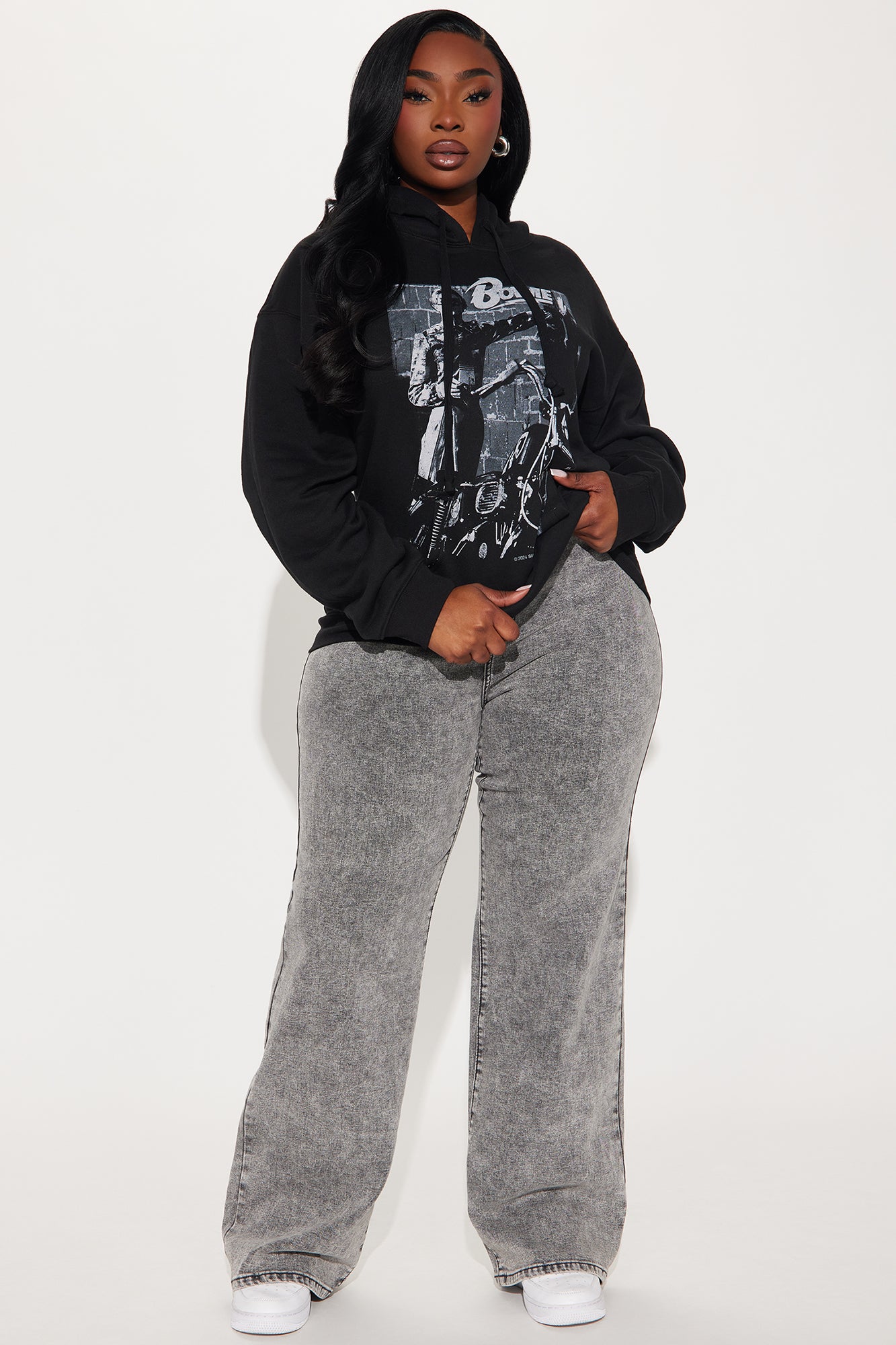 David Bowie Washed Hoodie - Black - Image 6