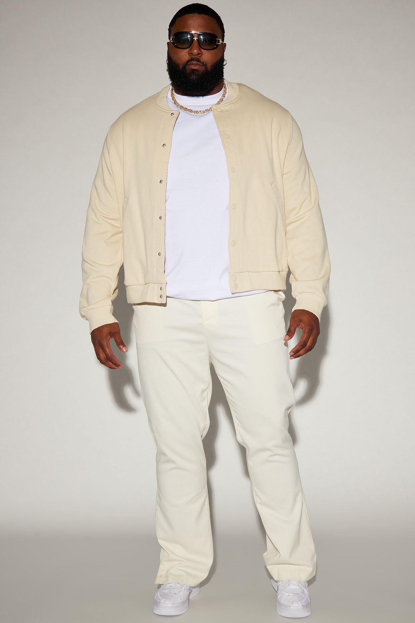 Tyson Fleece Bomber Jacket - Off White - Image 5