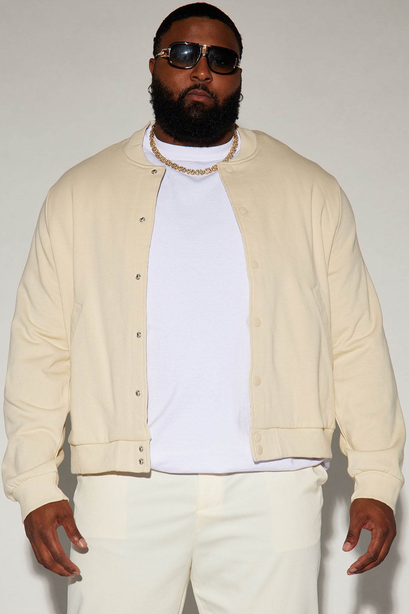 Tyson Fleece Bomber Jacket - Off White - Image 4